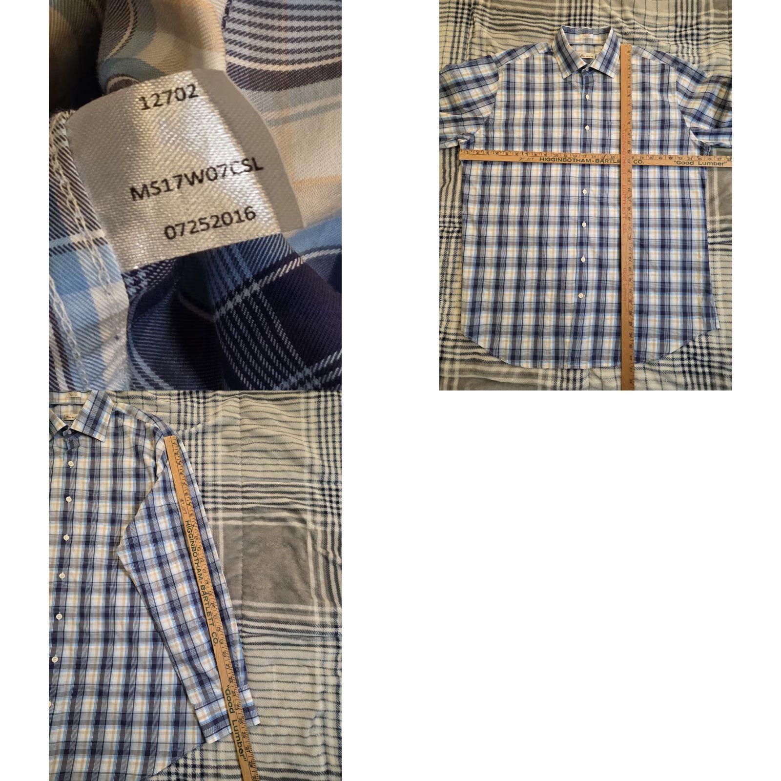 Peter Millar Peter Millar Shirt Button-Up Long Sleeve Blue Plaid Men's XL 100% Cotton Classic Preppy Size US XL / EU 56 / 4 - 8 Thumbnail