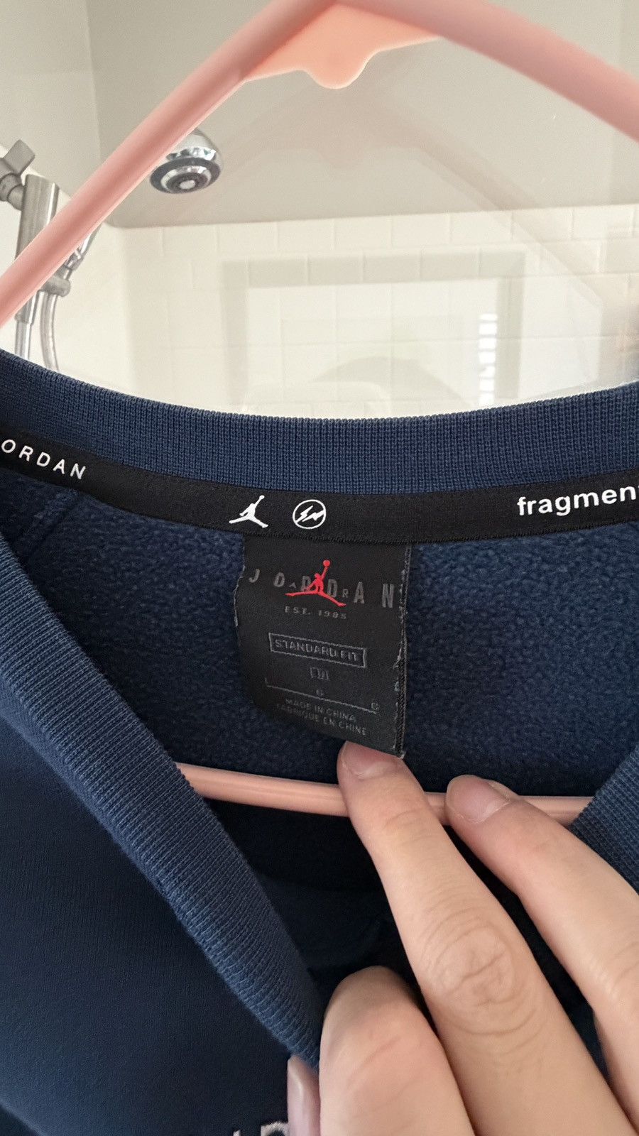 Fragment Design × Jordan Brand Jordan Fragment Navy Blue Fleece Pullover Crew Neck Men's L Size US L / EU 52-54 / 3 - 2 Thumbnail