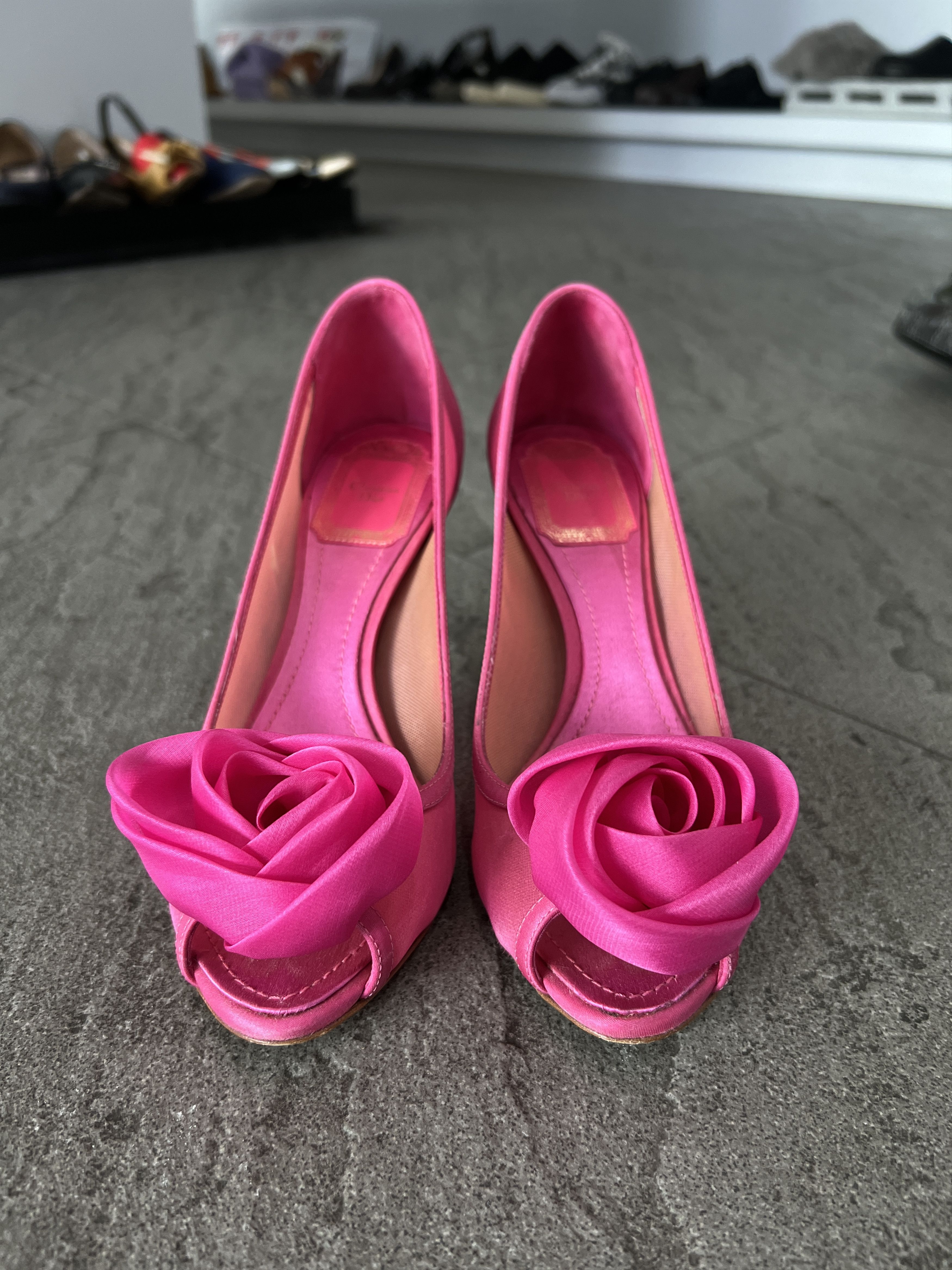 Dior Dior Pink Rose Peep Toe Heels Satin Mesh EU36 Size US 6 / IT 36 - 3 Thumbnail