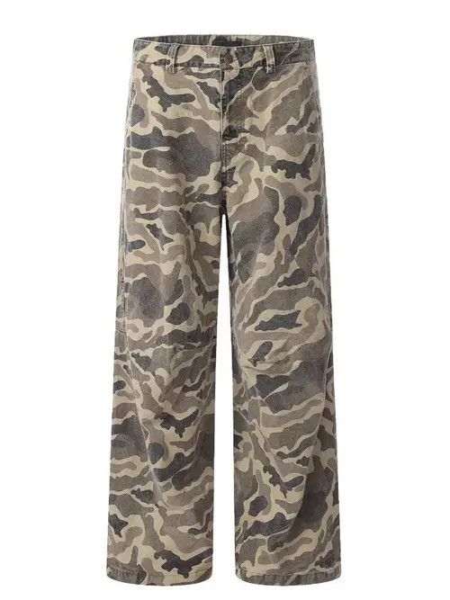 VIBE High street baggy micro flare vintage washed camo work pants Size US 34 / EU 50 - 6 Thumbnail