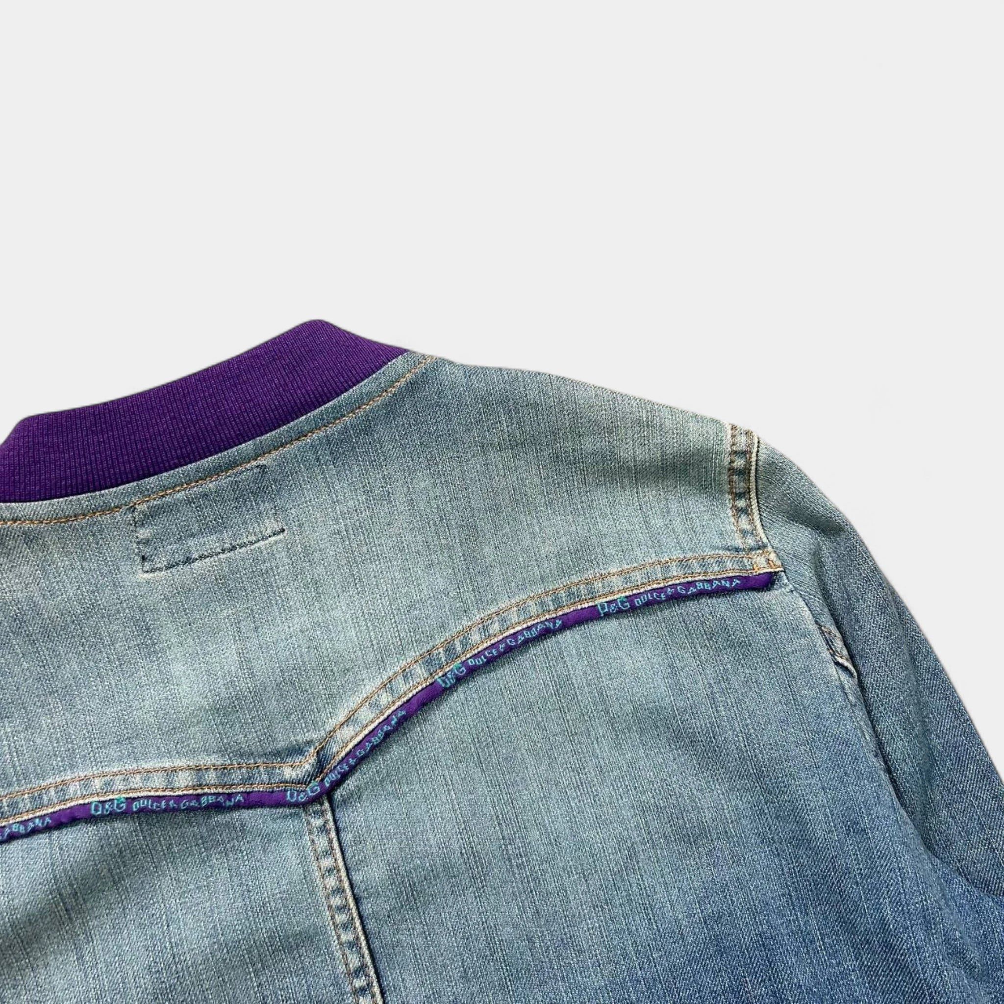 Dolce & Gabbana Dolce & Gabbana 2000's Denim Purple Bomber Jacket Size S / US 4 / IT 40 - 6 Thumbnail