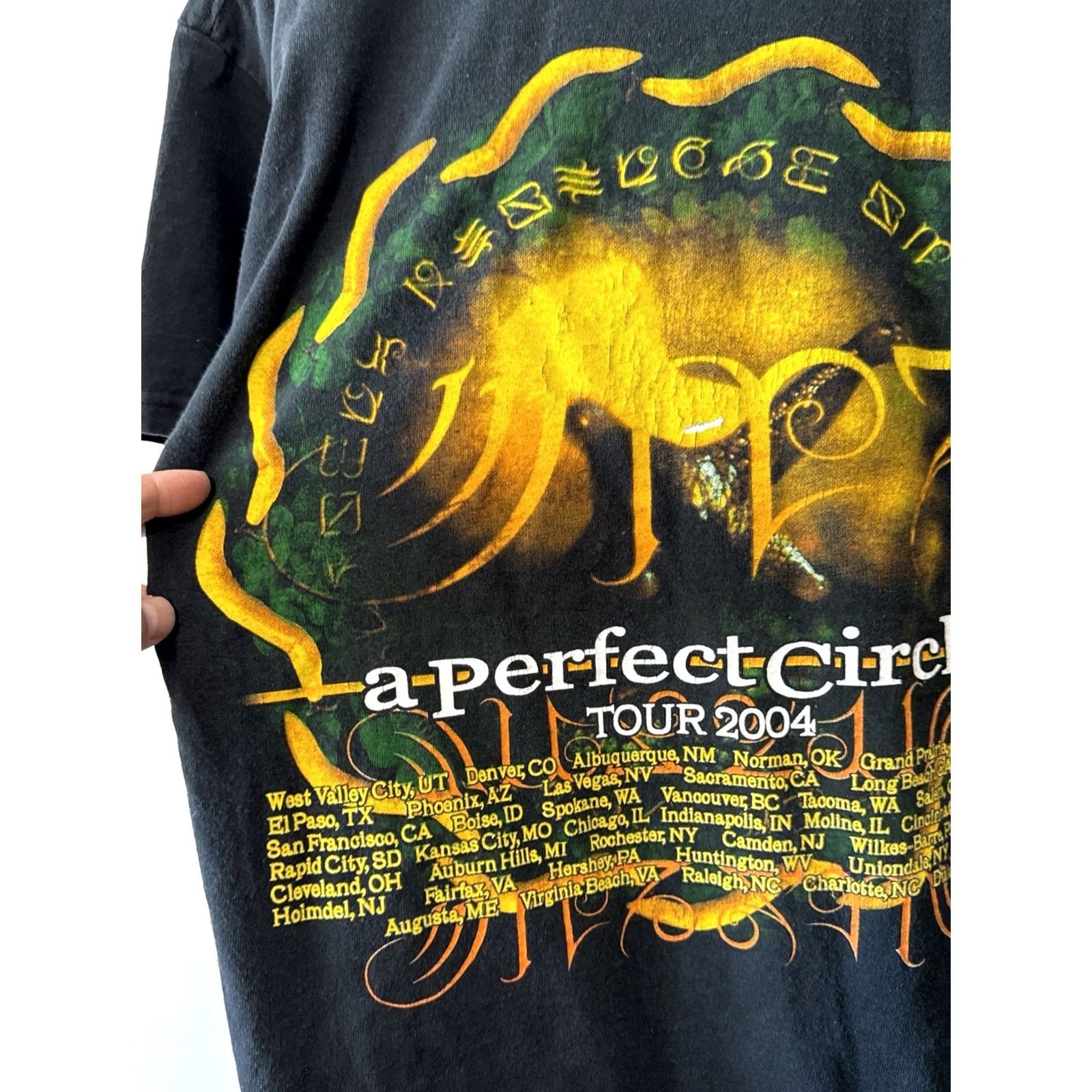 Delta VINTAGE A Perfect Circle 2004 Tour Shirt Delta Pro Weight Size L Black Cotton Short Sleeve Crew Neck Men Rock Band Size US L / EU 52-54 / 3 - 5 Thumbnail