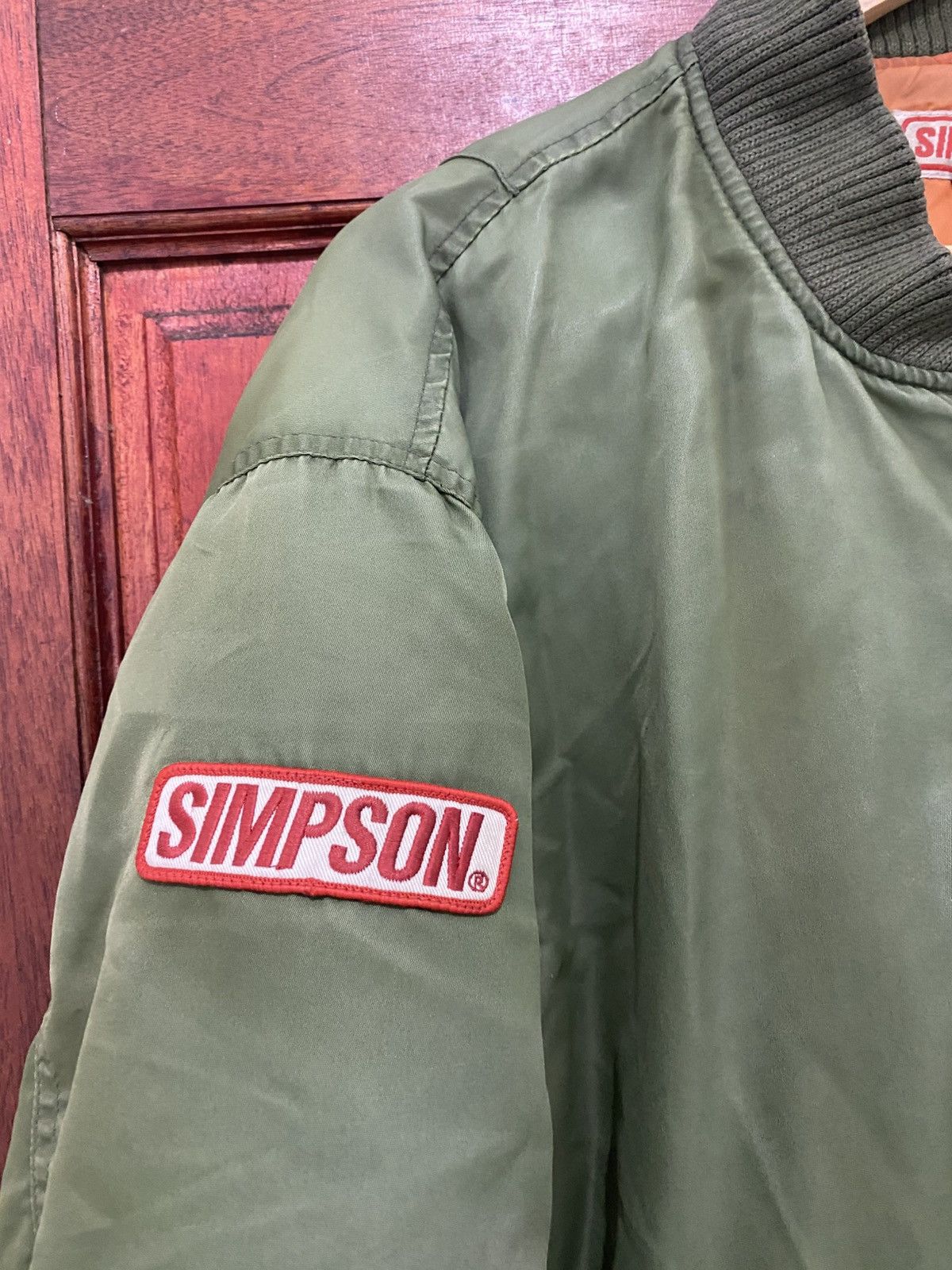 Sports Specialties × Vintage Simpson Biker Bomber Jacket Olive Green Ma-1 Motorcycle Size US L / EU 52-54 / 3 - 3 Thumbnail