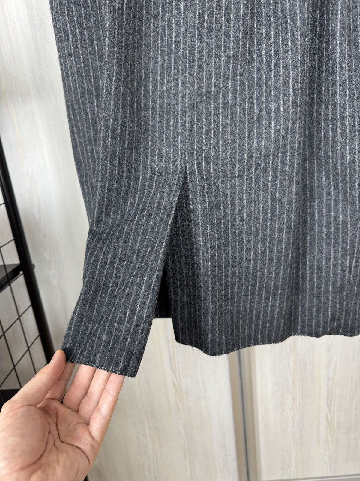 Vintage × Yves Saint Laurent 90s Vintage Yves Saint Laurent Variation Striped Wool Skirt Size 28" / US 6 / IT 42 - 5 Thumbnail
