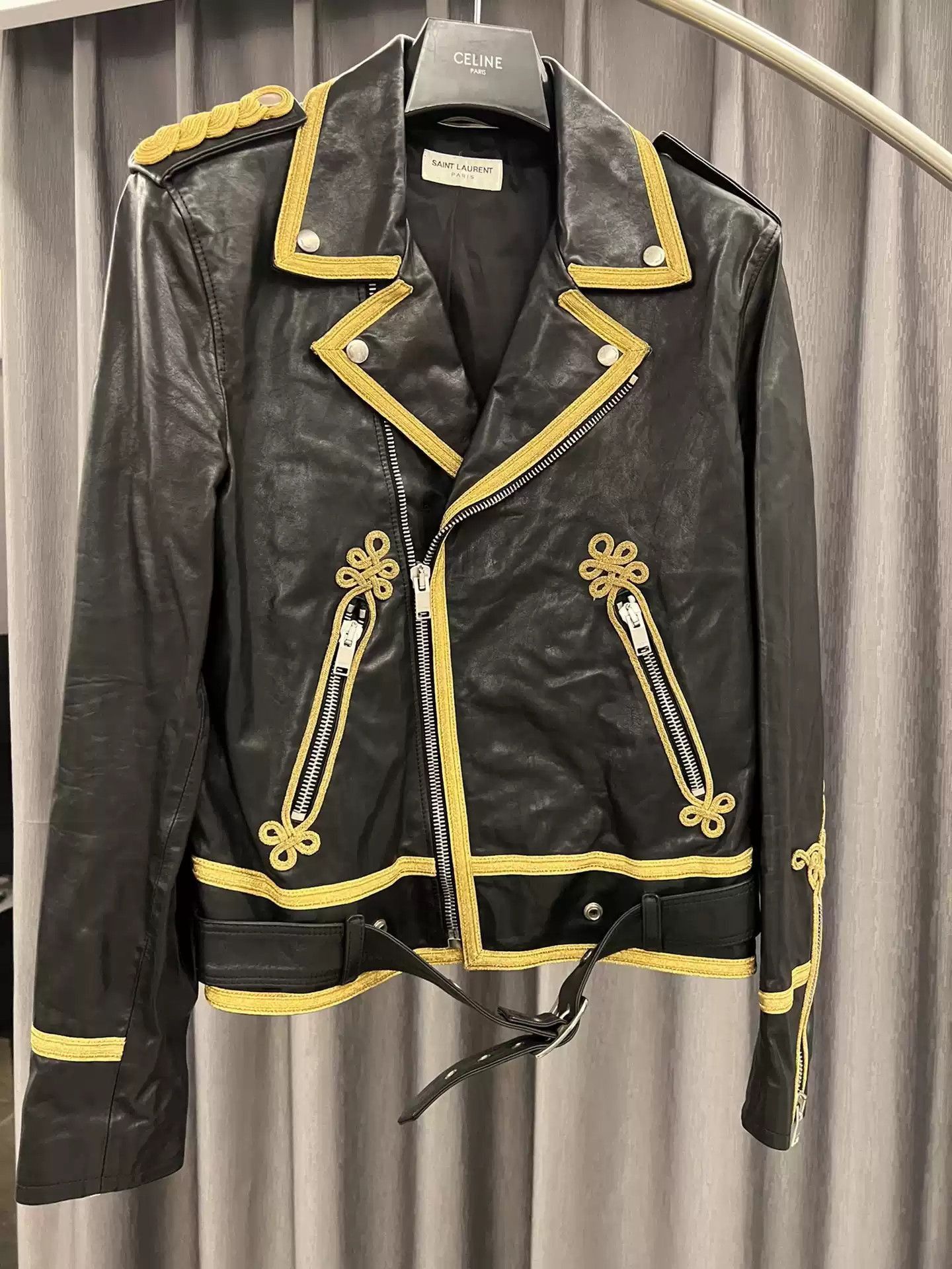 ブルゾン Saint Laurent Leather Bomber Jacket Saint Laurent Hedi Slimane FW16 Western Cognac Brown Leather