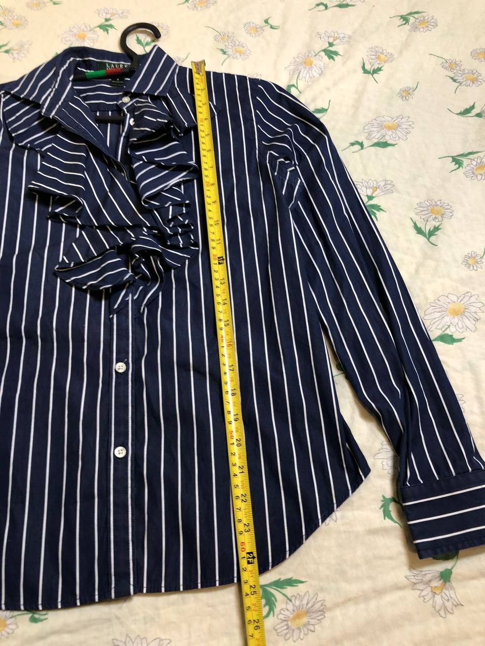 Polo Ralph Lauren Ralph Lauren Navy Striped Button Down Ruffle Shirt Size S / US 4 / IT 40 - 5 Thumbnail