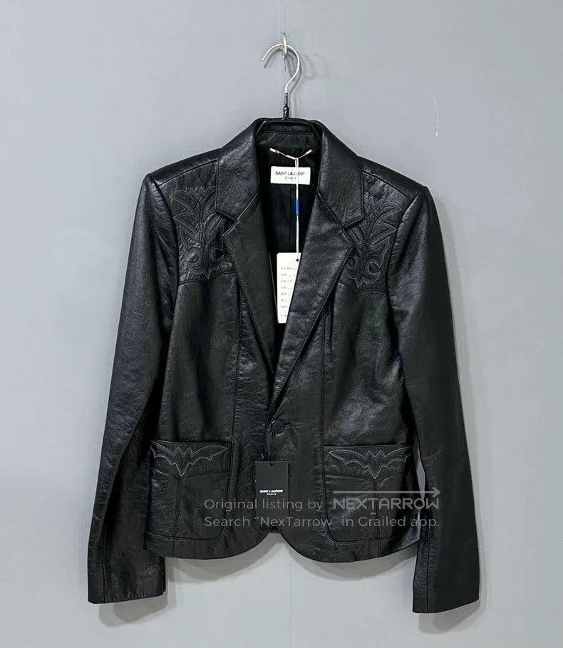 Saint Laurent Paris Saint Laurent Paris Hand-Embroidered Leather Jacket with R Size XS / US 0-2 / IT 36-38 - 1 Thumbnail