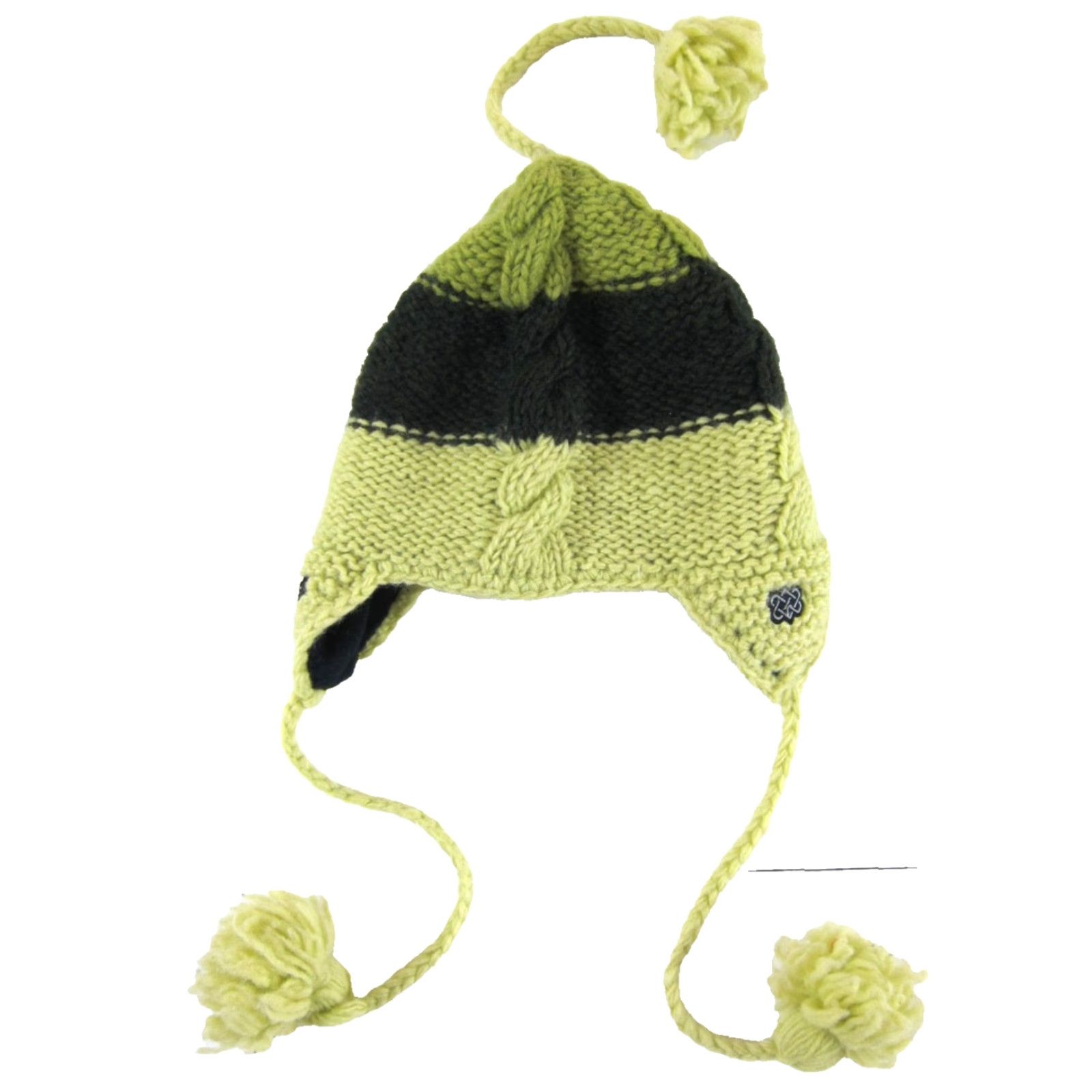 Vintage Sherpa Nepal Beanie Hat O/S Wool Lined Green Brown Pom Pom Wool 100% Knit Womens Winter 90s Theme Holiday Wedding Casual Travel Gift Size ONE SIZE - 4 Thumbnail