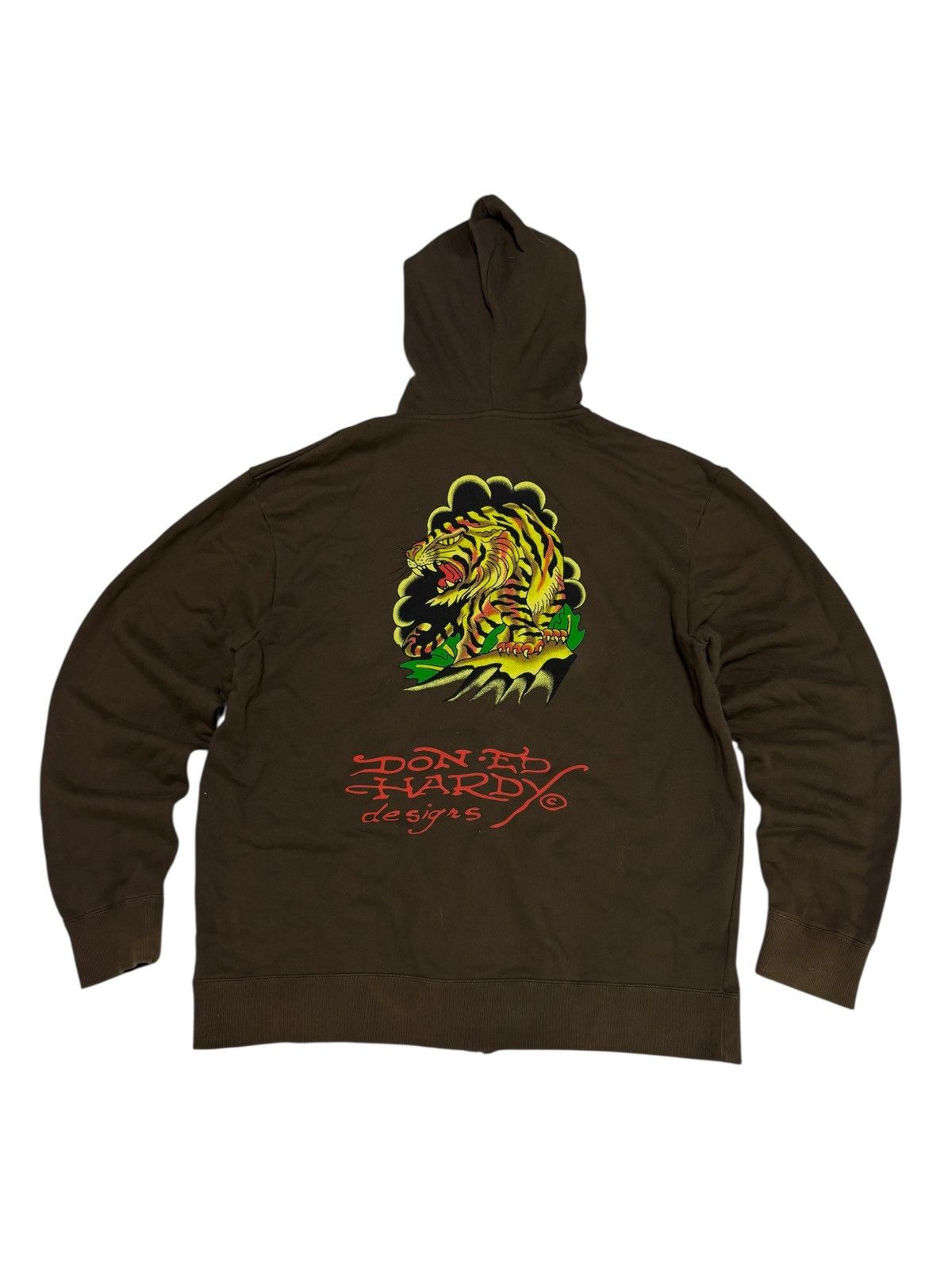 Ed Hardy Y2K Ed Hardy Hoodie Zip Up Sun Faded Tiger Angry Logo Rap Size US XL / EU 56 / 4 - 1 Thumbnail