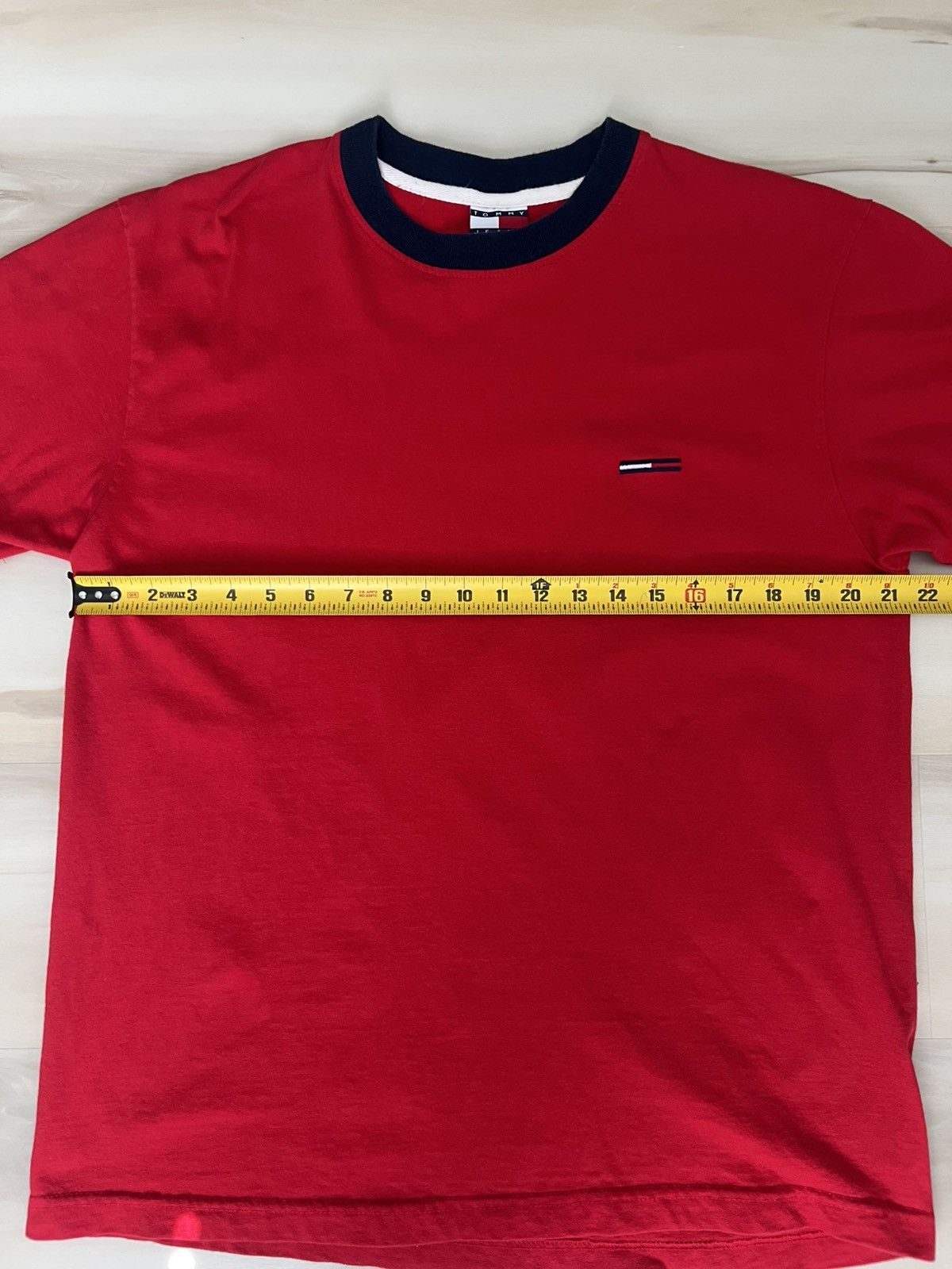 Tommy Hilfiger × Tommy Jeans × Vintage VTG Tommy Hilfiger Jeans Tee Sz L Men Red Box Logo Ringer Size US L / EU 52-54 / 3 - 4 Thumbnail