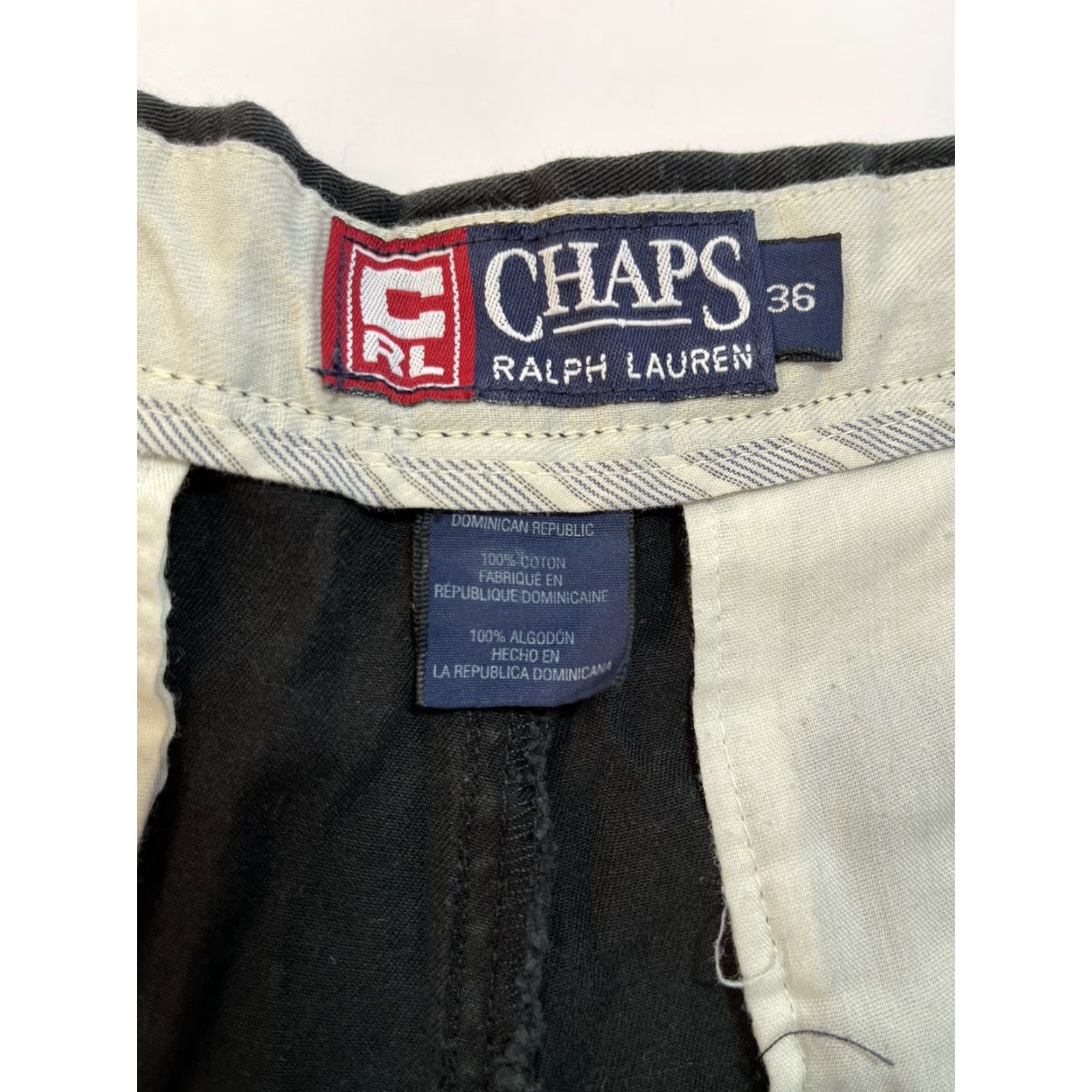 Ralph Lauren VINTAGE Chaps Ralph Lauren Men's Golf Shorts - Pleated, Khaki/Black, 36, 90s Style, Casual Chino, Regular Fit Size US 36 / EU 52 - 2 Thumbnail