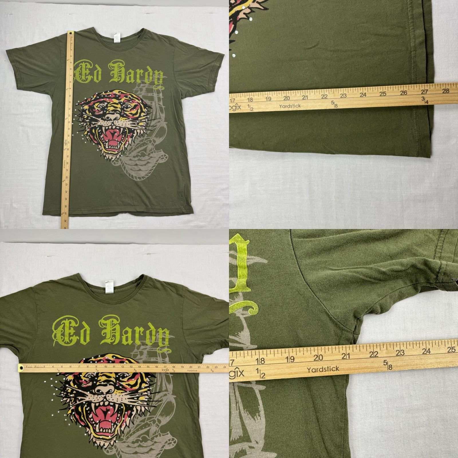 Ed Hardy VINTAGE Ed Hardy T Shirt Mens Large Green Hipster Tattoo Designer Graphic Print Short Sleeve Crew Neck 90s Decade Size US L / EU 52-54 / 3 - 8 Thumbnail
