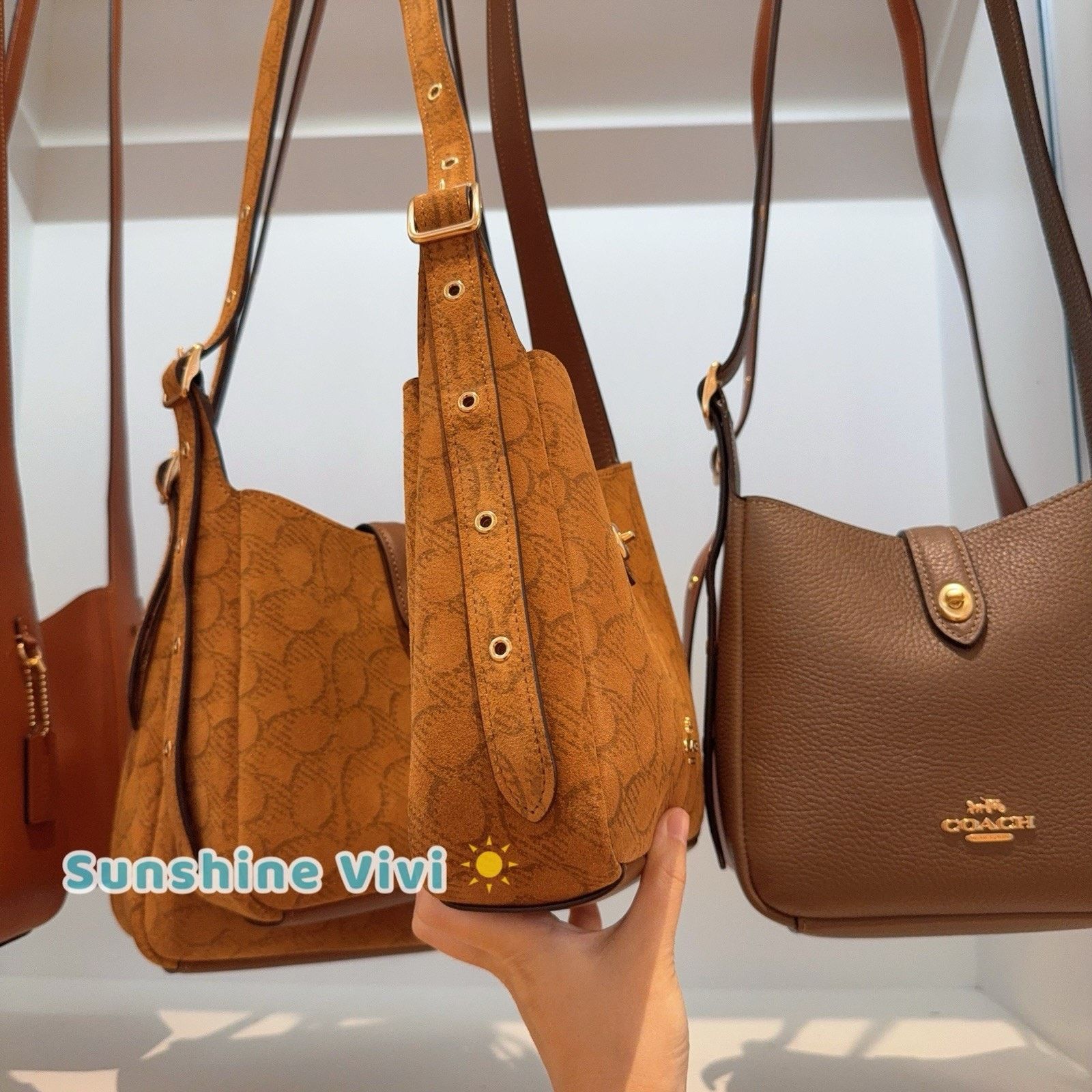 Coach NWT Coach Hadley Mini Crossbody Bag CCE16, suede/Im/Caramel Size ONE SIZE - 7 Thumbnail