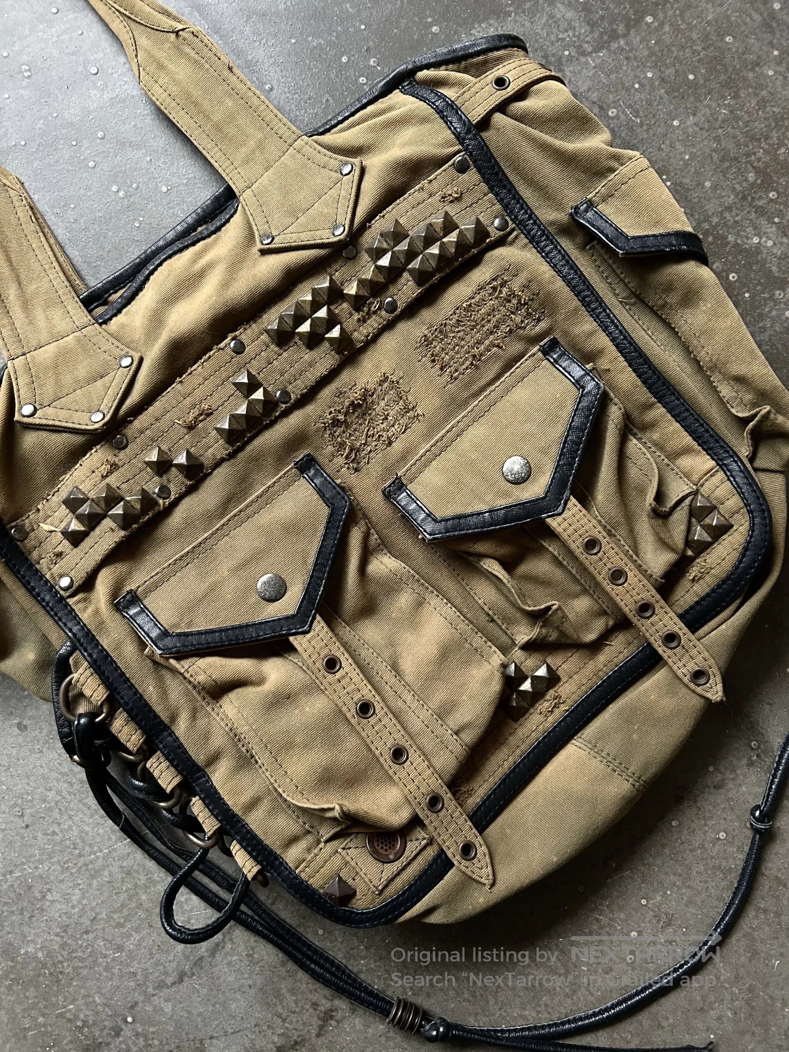 KMRii KMRII Studded Drawstring Denim Tote Bag. Size ONE SIZE - 4 Thumbnail