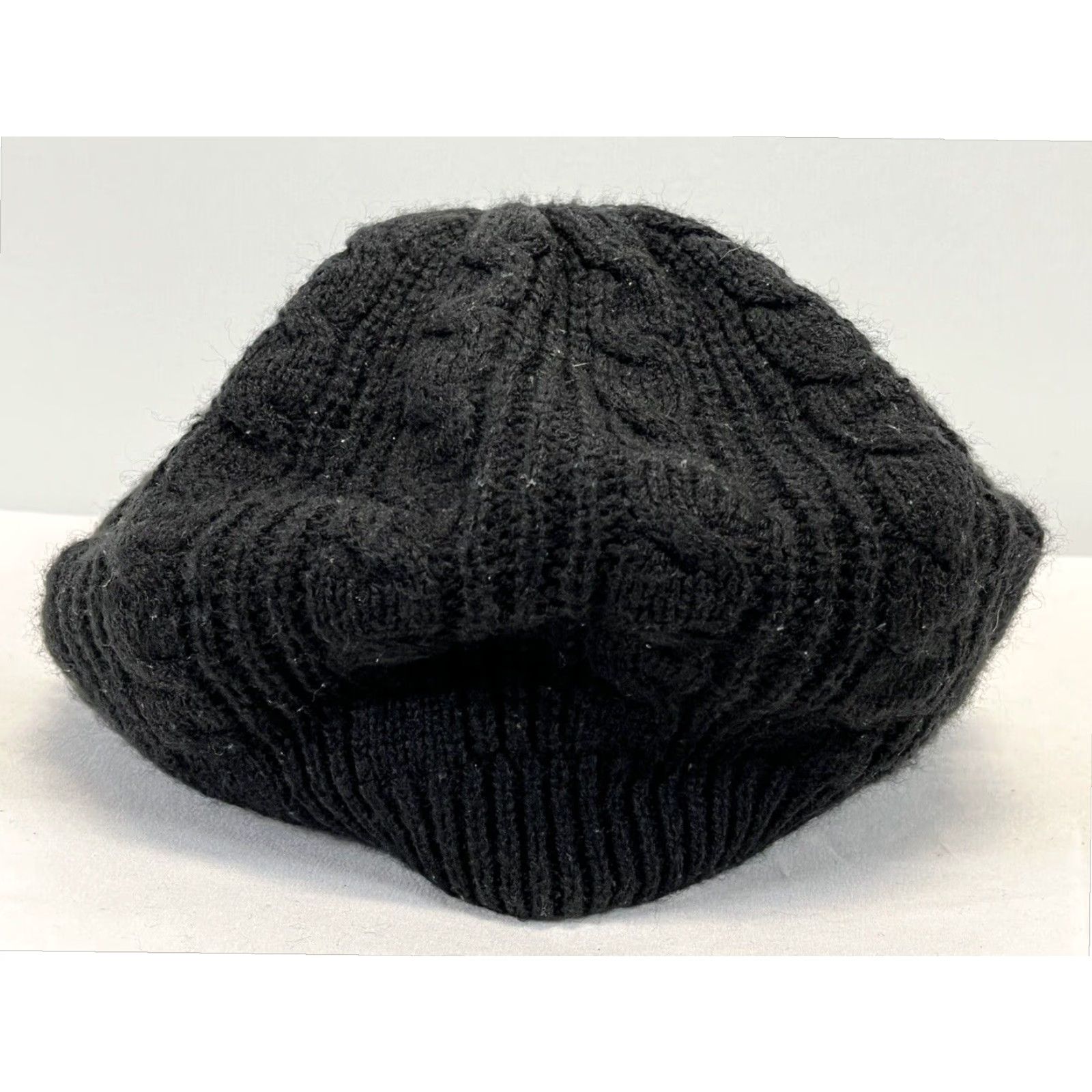 Vintage Black Cableknit Beanie Beret Style Hat One Size Womens Size ONE SIZE - 2 Thumbnail