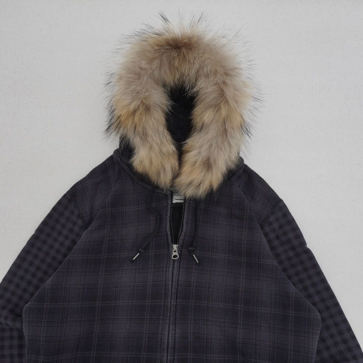 Japanese Brand 90s Japanese Double Zip Plaid Hoodie Fur Hoodie HG style Size US L / EU 52-54 / 3 - 2 Thumbnail