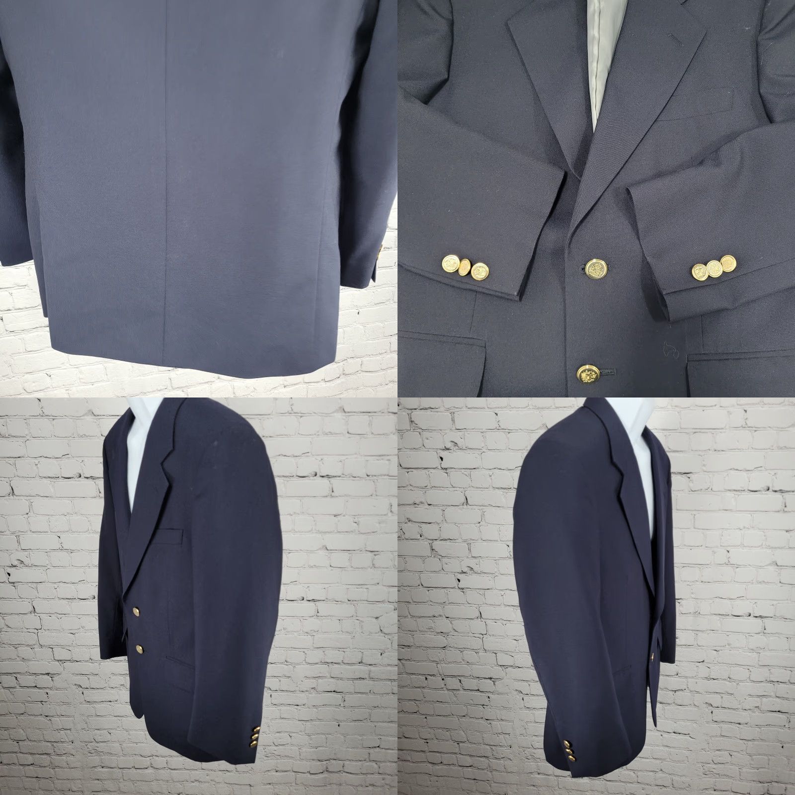 Vintage Mapelli De Milano Navy 100% Wool Blazer Two-Button Notch Size 37S Size 36R - 9 Thumbnail