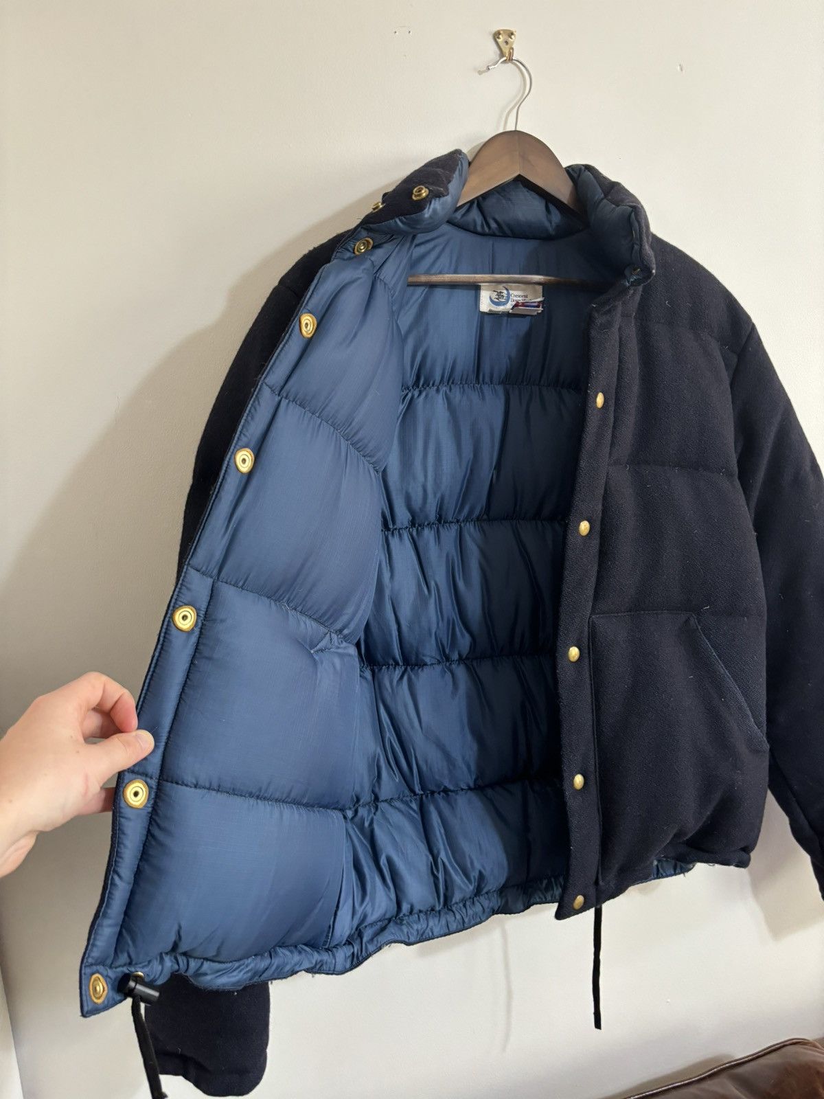 Crescent Down Works Wool Down Puffer Jacket (Navy Blue) Size US M / EU 48-50 / 2 - 8 Thumbnail