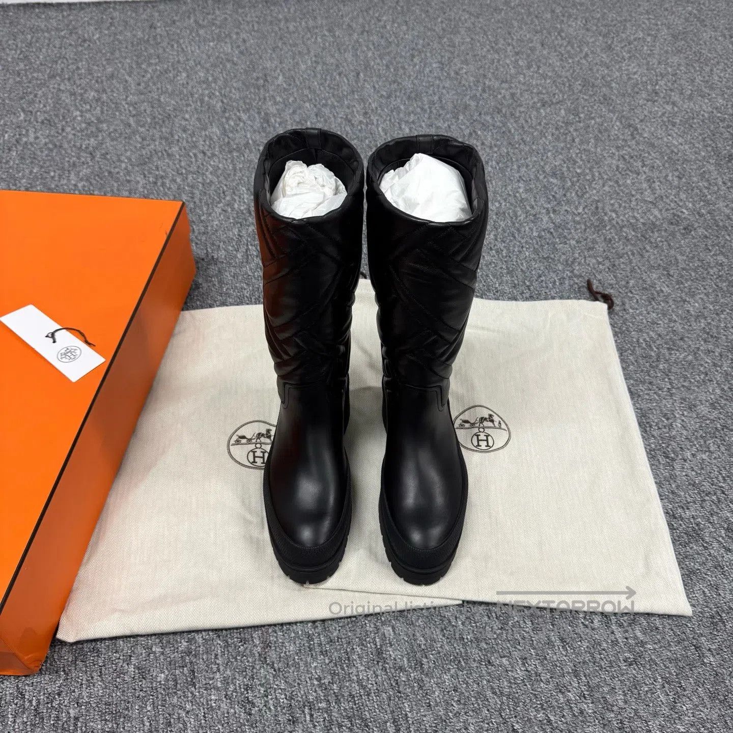 Hermes Hermes Wavy logo; black; emblem; mid-calf thick-soled boot Size US 6 / IT 36 - 2 Thumbnail