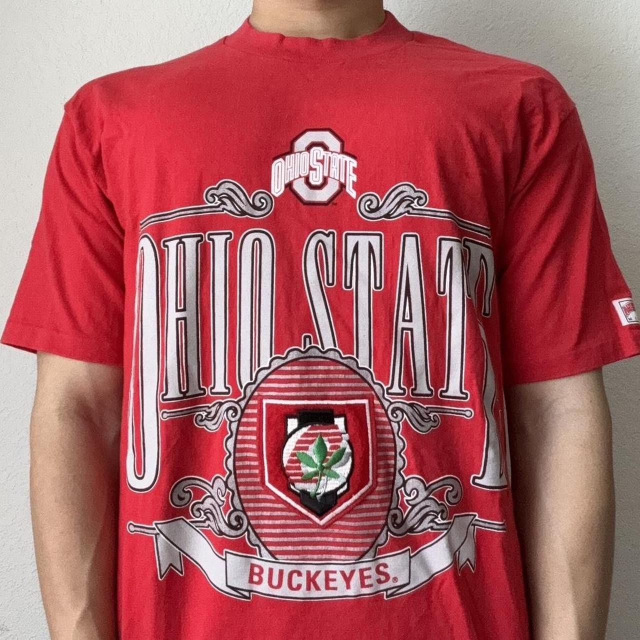 Nutmeg × Vintage Vintage 1990s Nutmeg Ohio State Buckeyes Graphics Red Tee Size US L / EU 52-54 / 3 - 1 Thumbnail