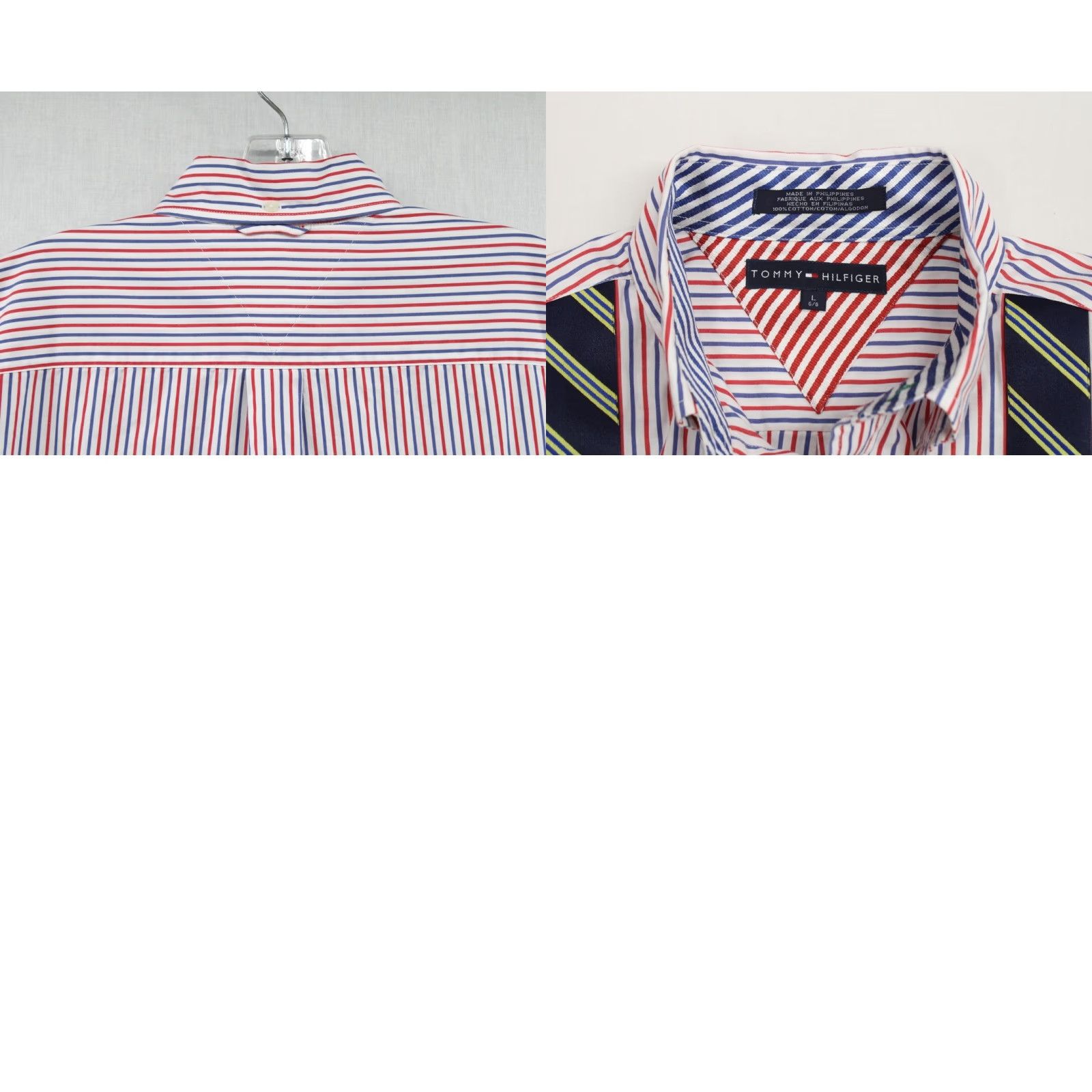 Tommy Hilfiger VINTAGE Tommy Hilfiger Y2K Shirt Men's Large Red Blue Stripes Crest Preppy Party Size US L / EU 52-54 / 3 - 8 Thumbnail