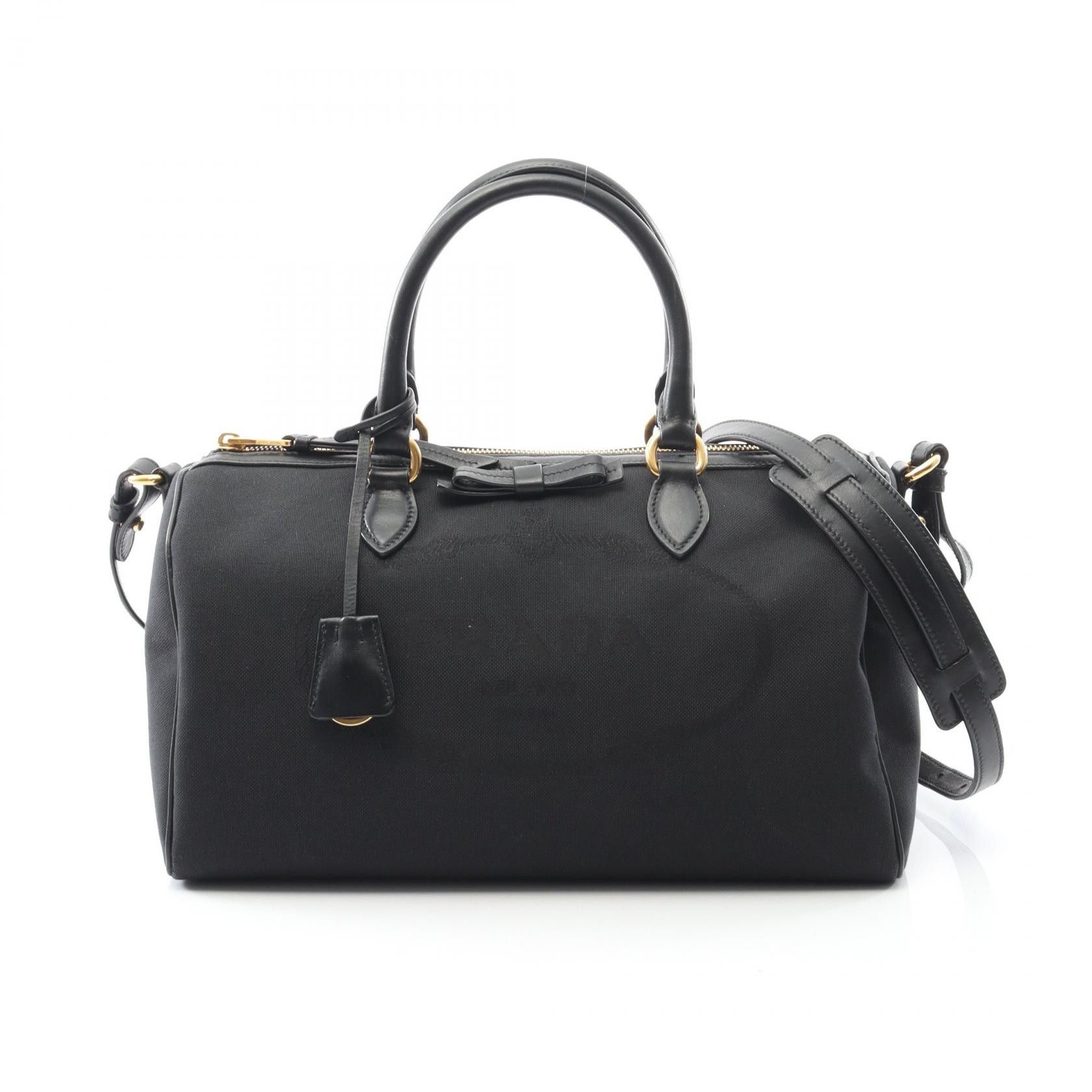 Prada Prada Prada LOGO JACQUARD Canvas Leather Handbag Leather Handbag DUTY FREE for USA Size ONE SIZE - 1 Thumbnail