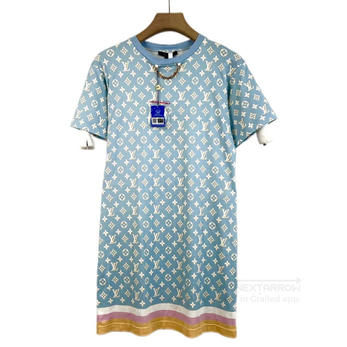 Louis Vuitton LV Blue All-over Print Round Neck Dress. Size S / US 4 / IT 40 - 1 Thumbnail
