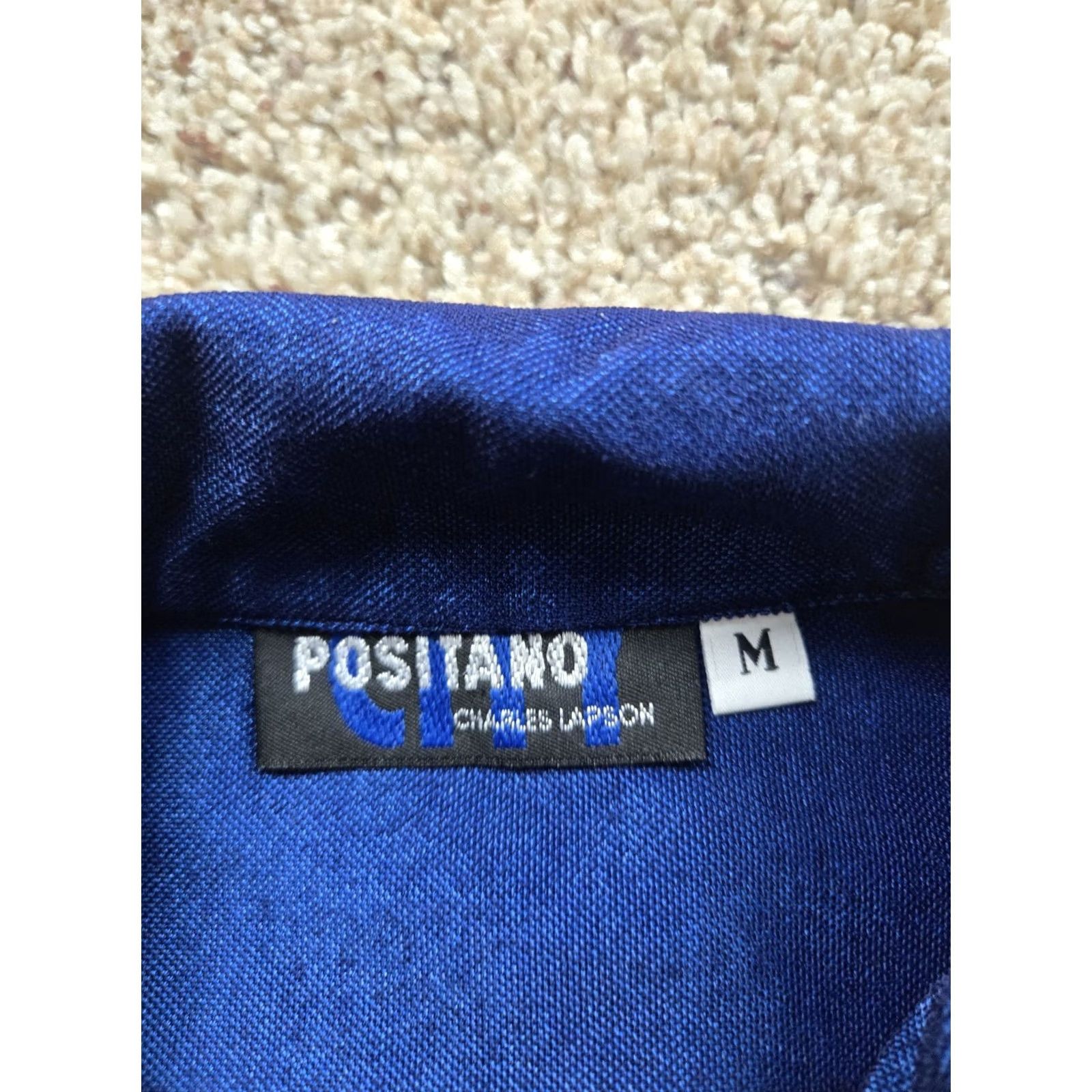 Vintage Vintage Pisotano Positano Shirt Medium Blue Button Up Short Sleeve Shiny 90s Casual Mens Size US M / EU 48-50 / 2 - 4 Thumbnail