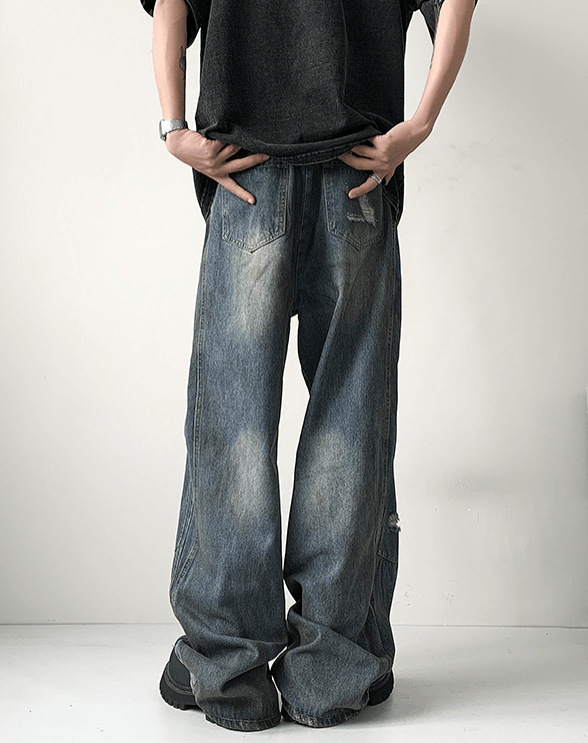 Japanese Brand American washed loose high street distressed jeans y2k Size US 32 / EU 48 - 5 Thumbnail