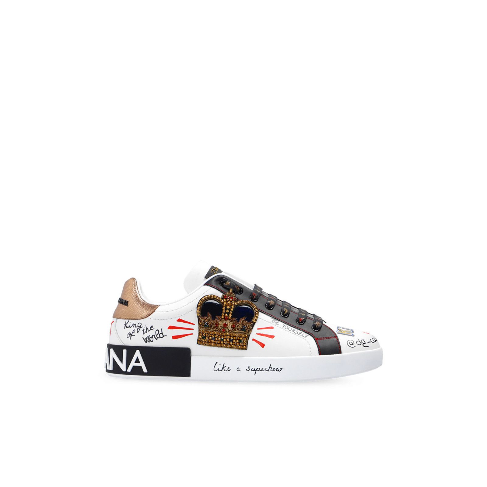 DOLCE&GABBANA Portofino Crown White Leather Sneakers New & A