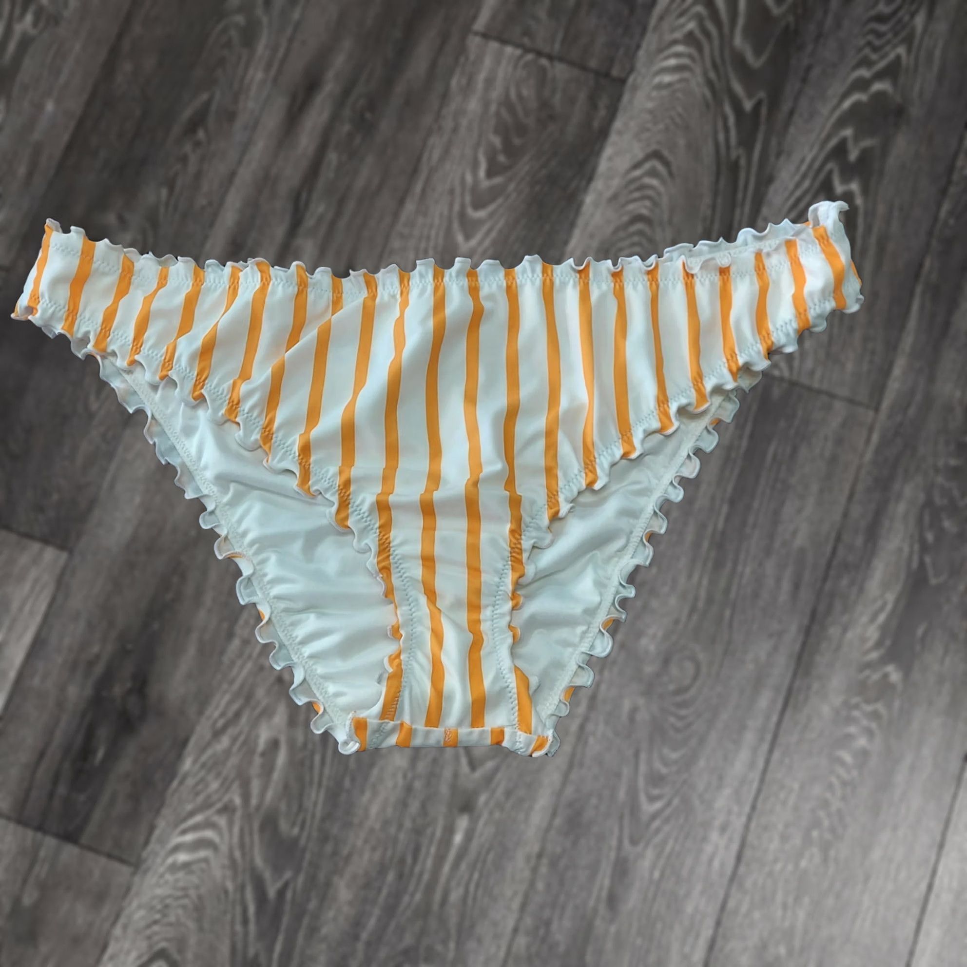 Vintage Shade & Shore Womens XL Orange White Stripe Bikini Bottoms Swimwear Size 40" / US 18 - 1 Thumbnail