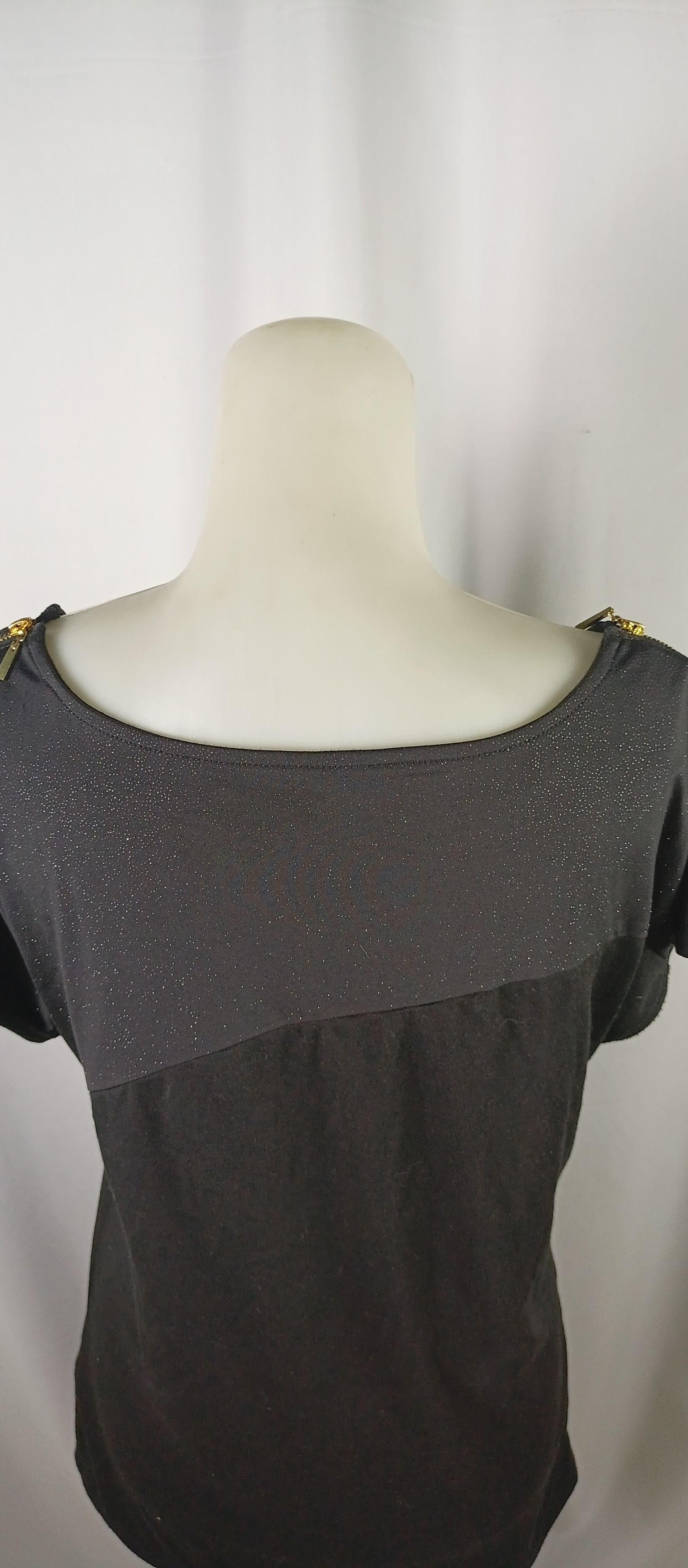 Beauty Beast × Japanese Brand PASTIME Women's Black Tsirt Rhinestones Zipp on Shoulder Size L / US 10 / IT 46 - 12 Thumbnail