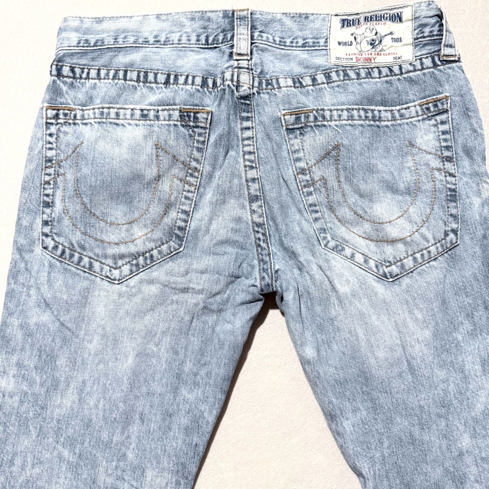 True Religion True Religion Jeans Men's Blue Distressed Skinny Low Rise Zip Fly - 34x32 Denim Jeans Size US 34 / EU 50 - 4 Thumbnail