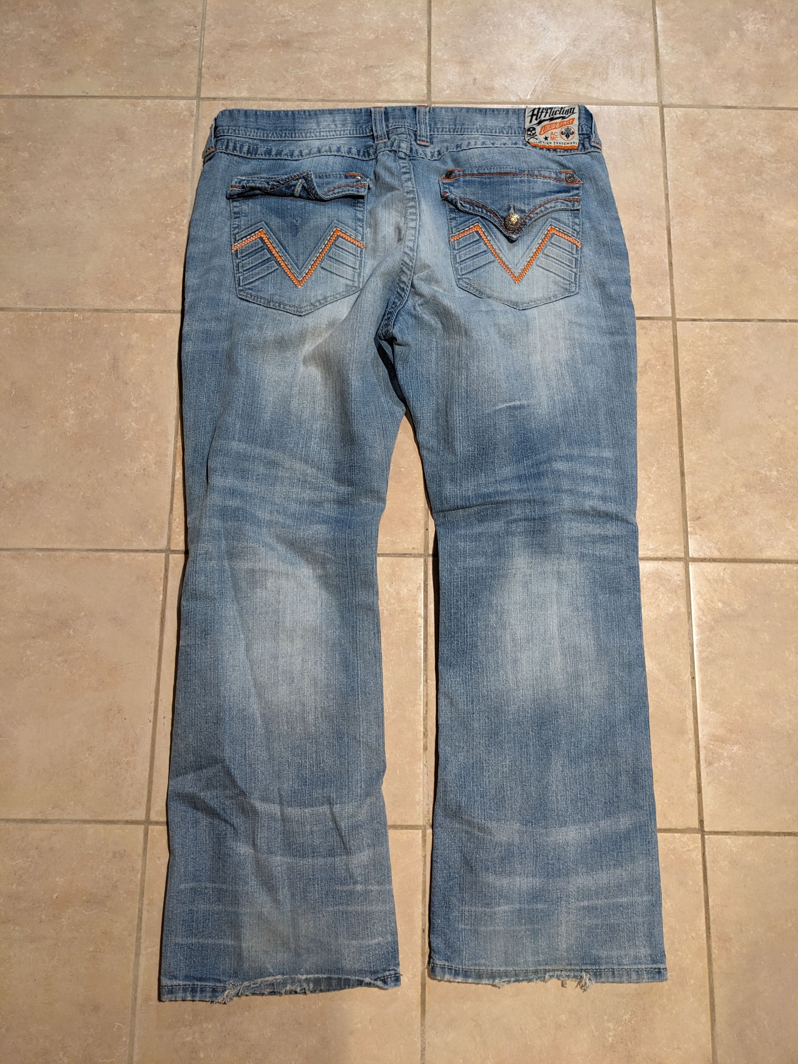 Vintage Y2K Affliction Size 40 Blue Denim Jeans