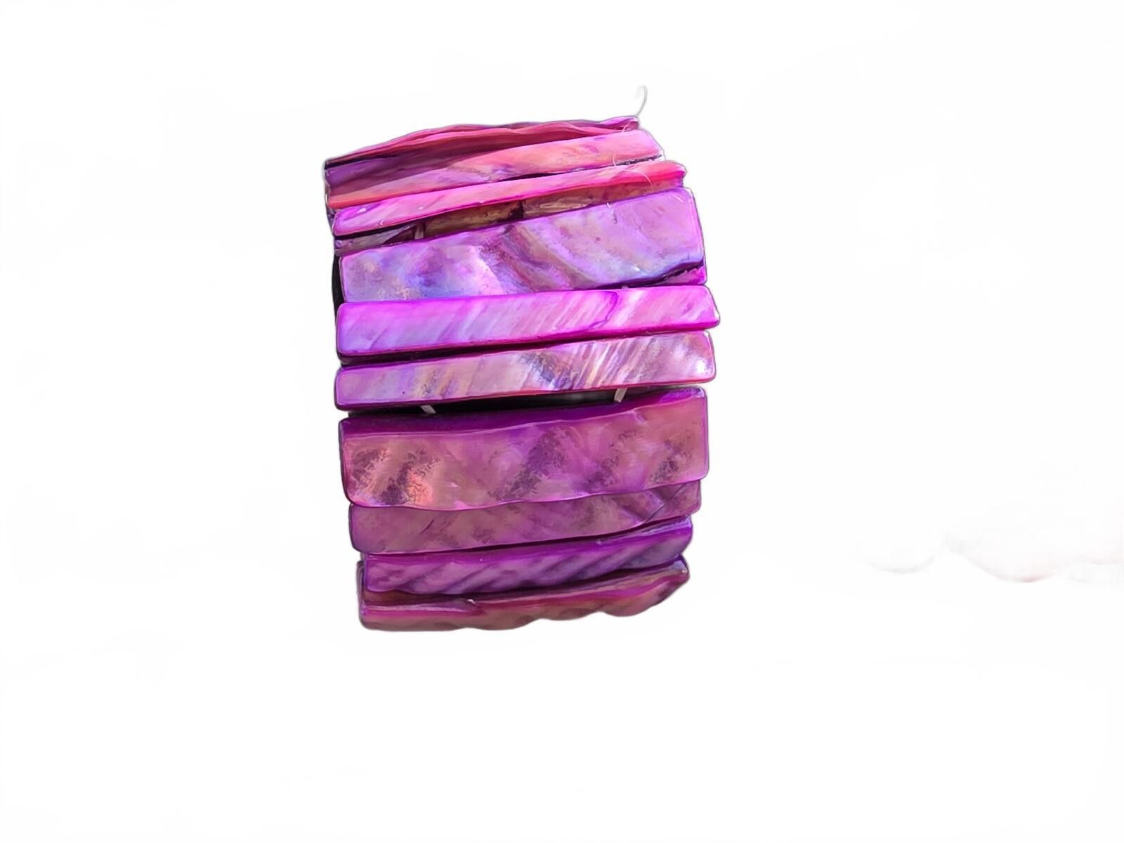 The Unbranded Brand Vintage Abalone Vibrant Purple Shell Stretch Bracelet Chunky Size ONE SIZE - 3 Thumbnail