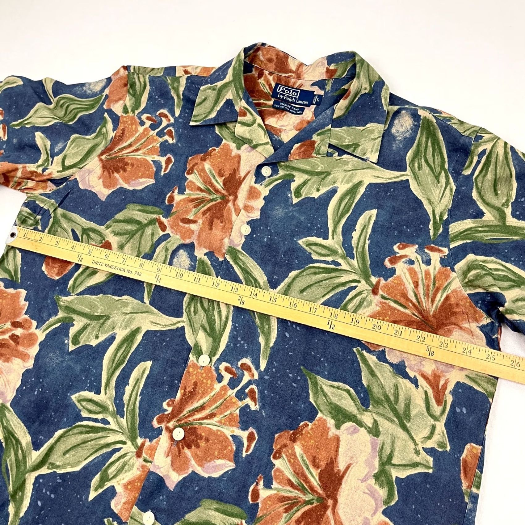Polo Ralph Lauren Polo Ralph Lauren Vintage Camp Shirt Mens L Linen Blend Blue Floral Hawaiian Y2K Size US L / EU 52-54 / 3 - 5 Thumbnail
