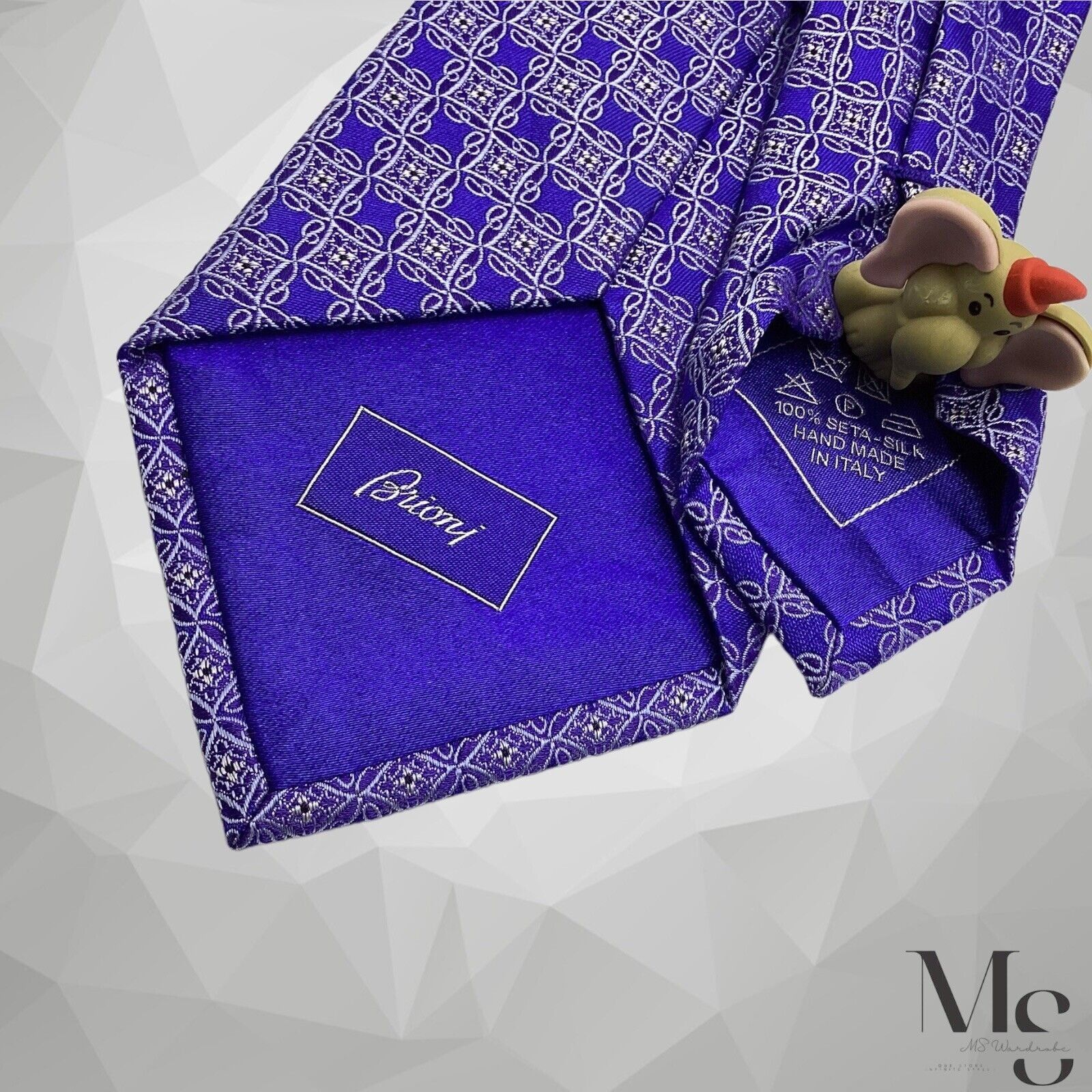 Brioni BRIONI Blue Medallion Luxury Silk Tie Made In Italy W:3.5’’ Size ONE SIZE - 4 Thumbnail