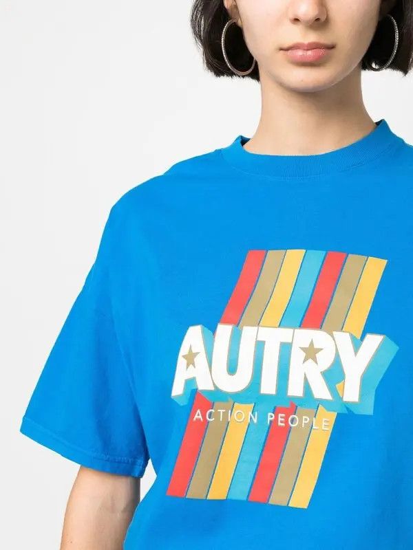 AUTRY o1y0725 Crewneck T-Shirt in Blue Size M / US 6-8 / IT 42-44 - 2 Thumbnail