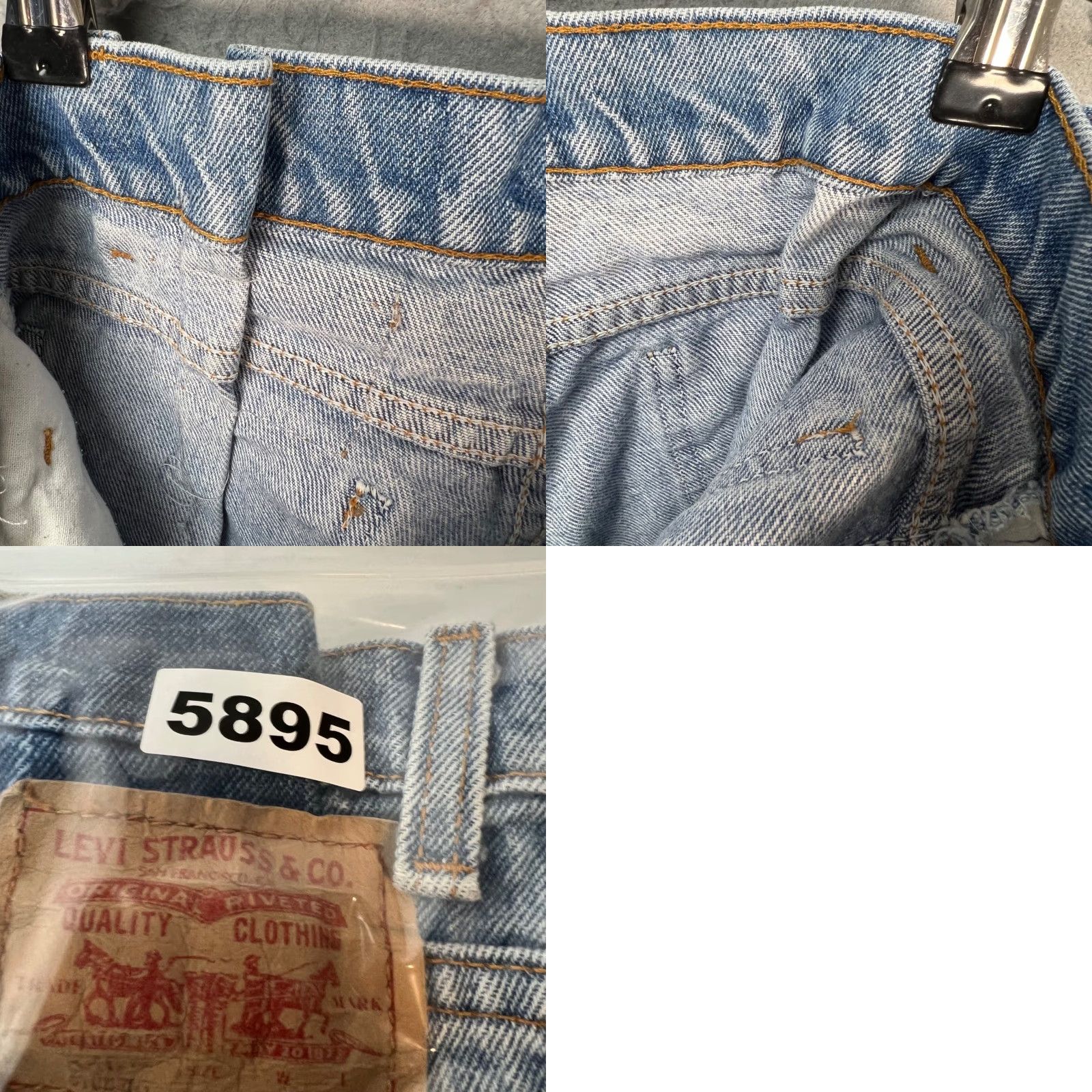 Levi's VINTAGE Levi's Womens 29 High-Rise Distressed Denim Shorts Raw Hem 550 Cut-Off Blue Denim Women's Shorts 29 Mens Girls Size 29" - 9 Thumbnail
