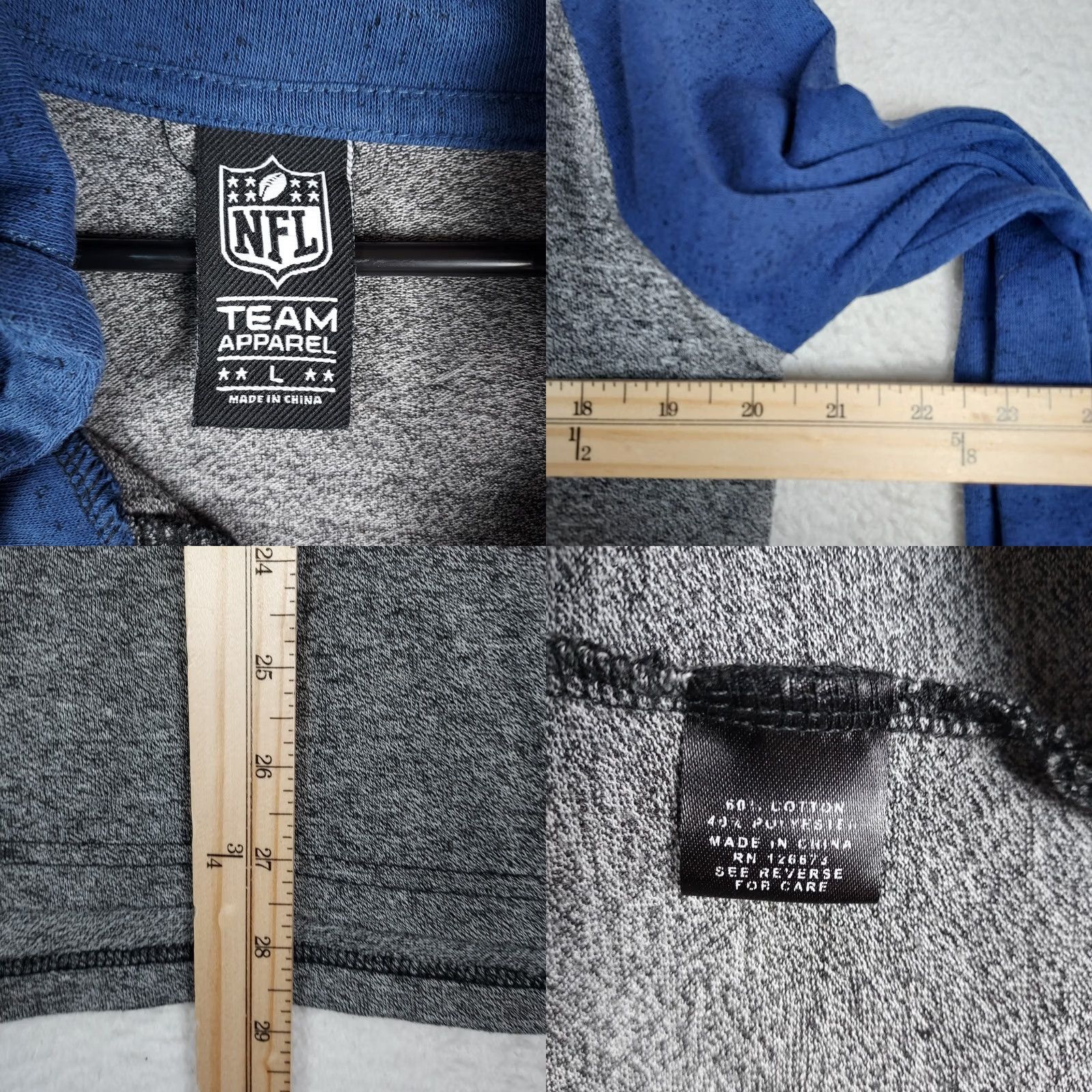 NFL New York Giants NFL Hoodie Men’s Large Gray Blue Pullover Team Apparel Size US L / EU 52-54 / 3 - 8 Thumbnail