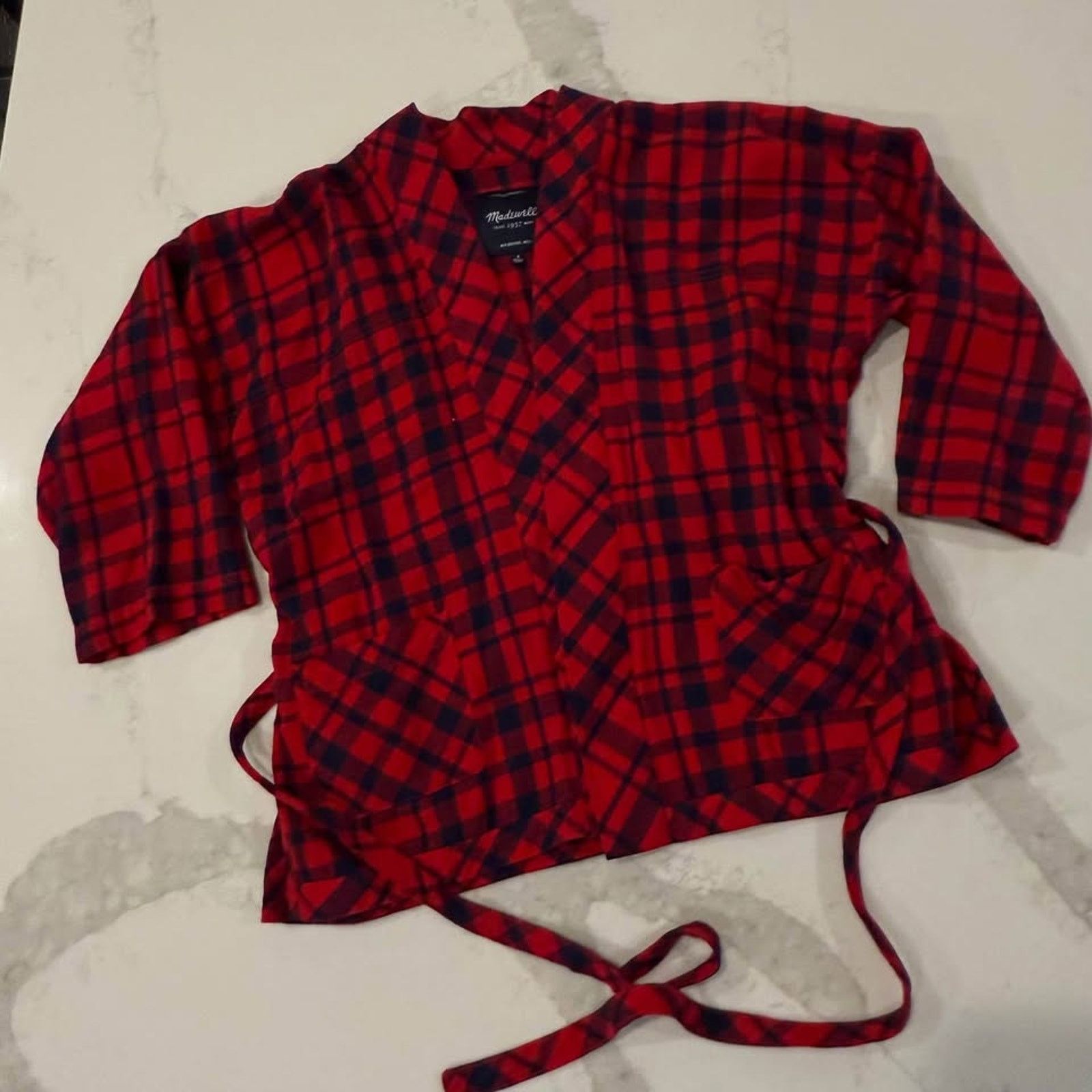 Madewell Madewell Plaid Kimono Style Tie Wrap Sweater Womens Small Size S / US 4 / IT 40 - 3 Thumbnail
