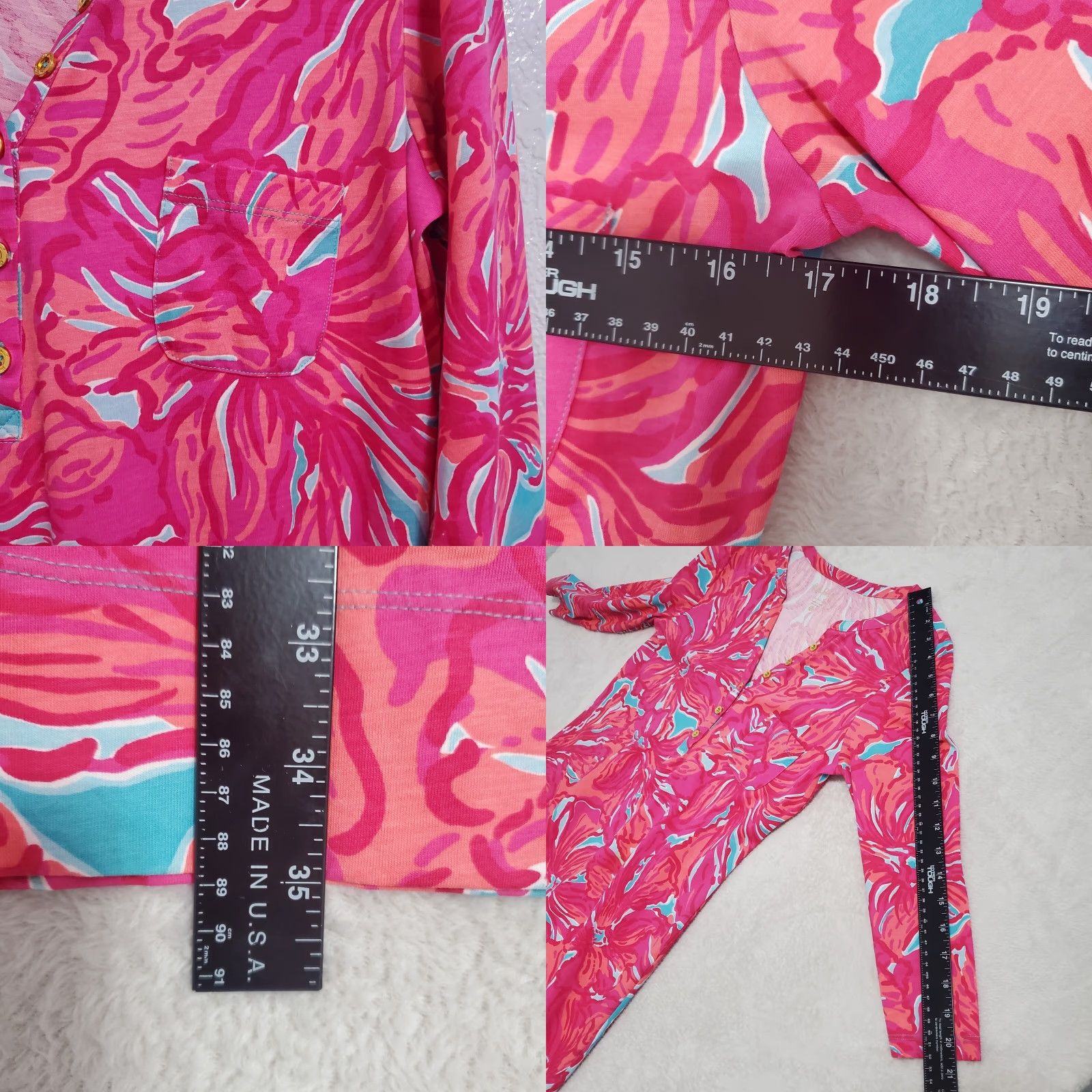 Lilly Pulitzer Lilly Pulitzer Alessia Dress Womens M Pima Cotton Pink Floral Resort Sea V-Neck 3/4 Sleeve Pullover Knee Length A-Line Sundress Size M / US 6-8 / IT 42-44 - 8 Thumbnail