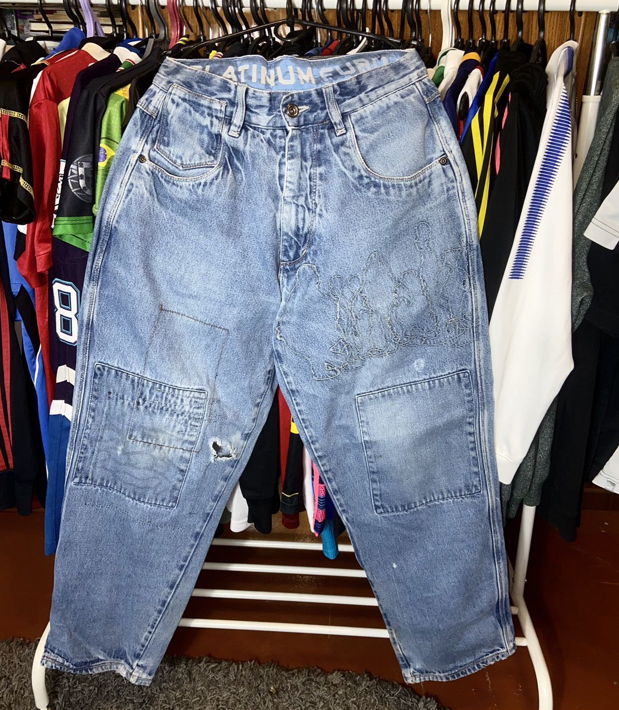 Fubu × Vintage RARE BAGGY FUBU PLATINUM 00s VINTAGE RAP AVANT GARDE PANTS Size US 34 / EU 50 - 1 Thumbnail