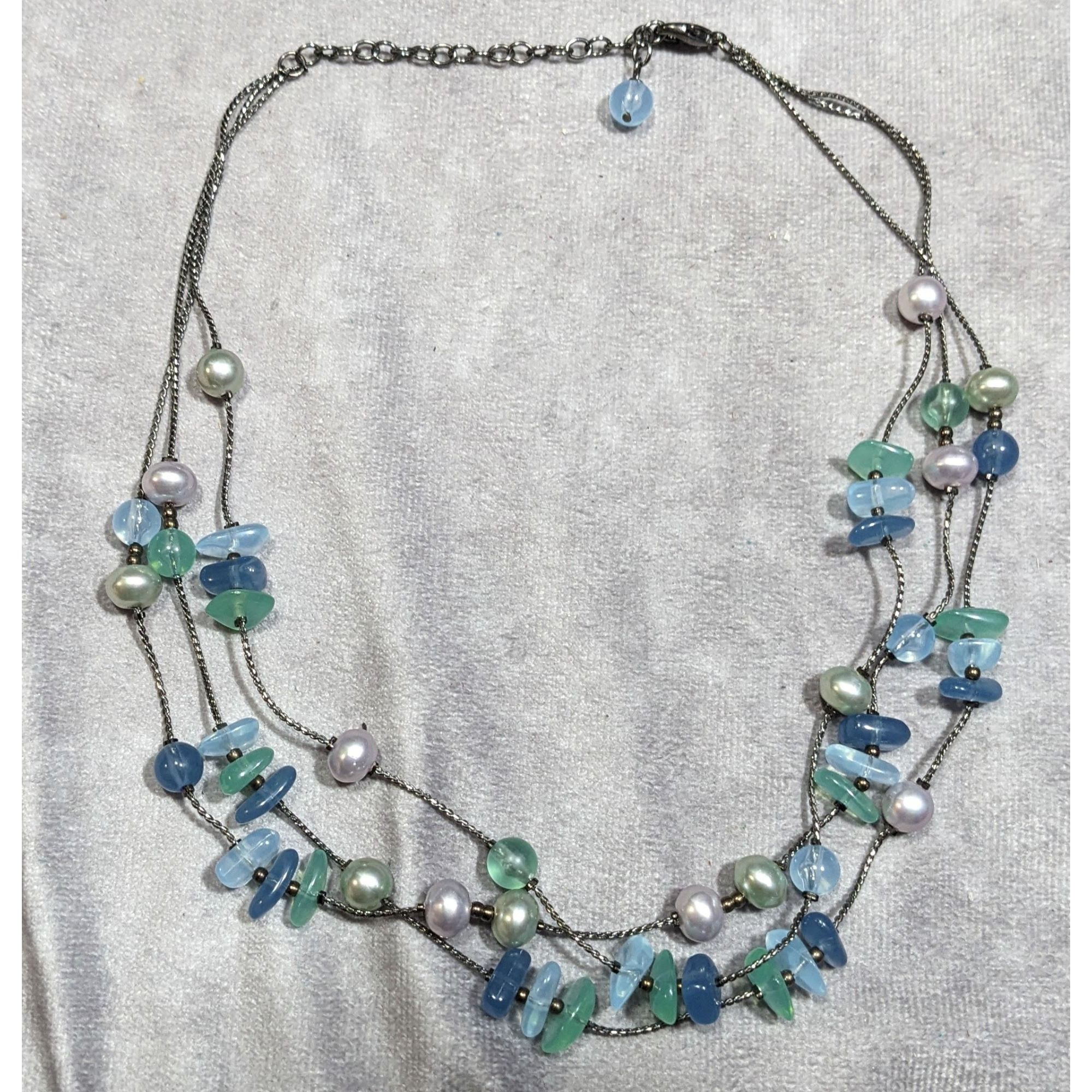 Other Mermaidcore Cool Tone Beaded Multilayer Station Necklace Size ONE SIZE - 5 Thumbnail