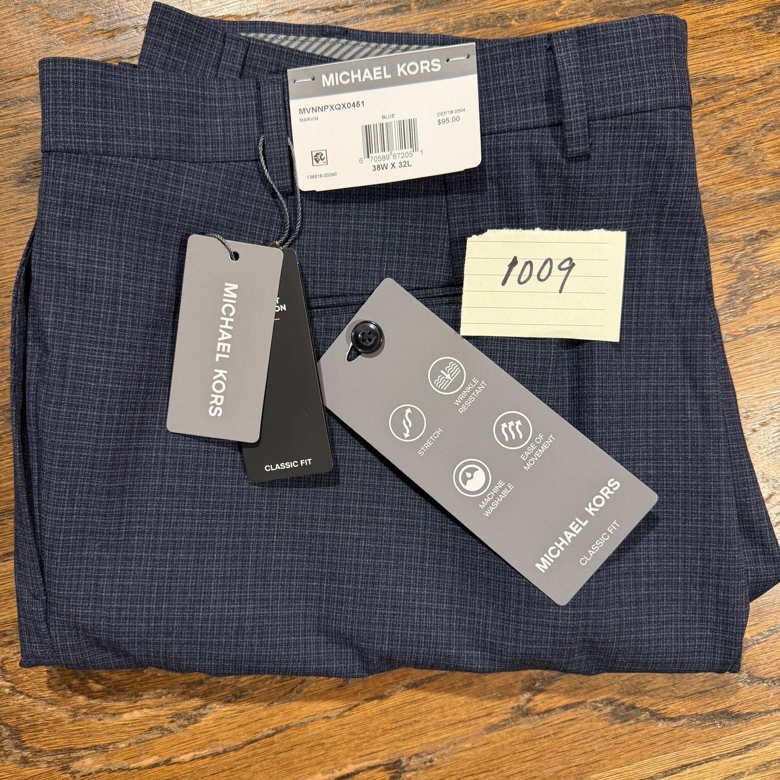 Michael Kors Michael Kors Blue Micro Check Dress Pants 38x32 NWT Size US 38 / EU 54 - 10 Thumbnail