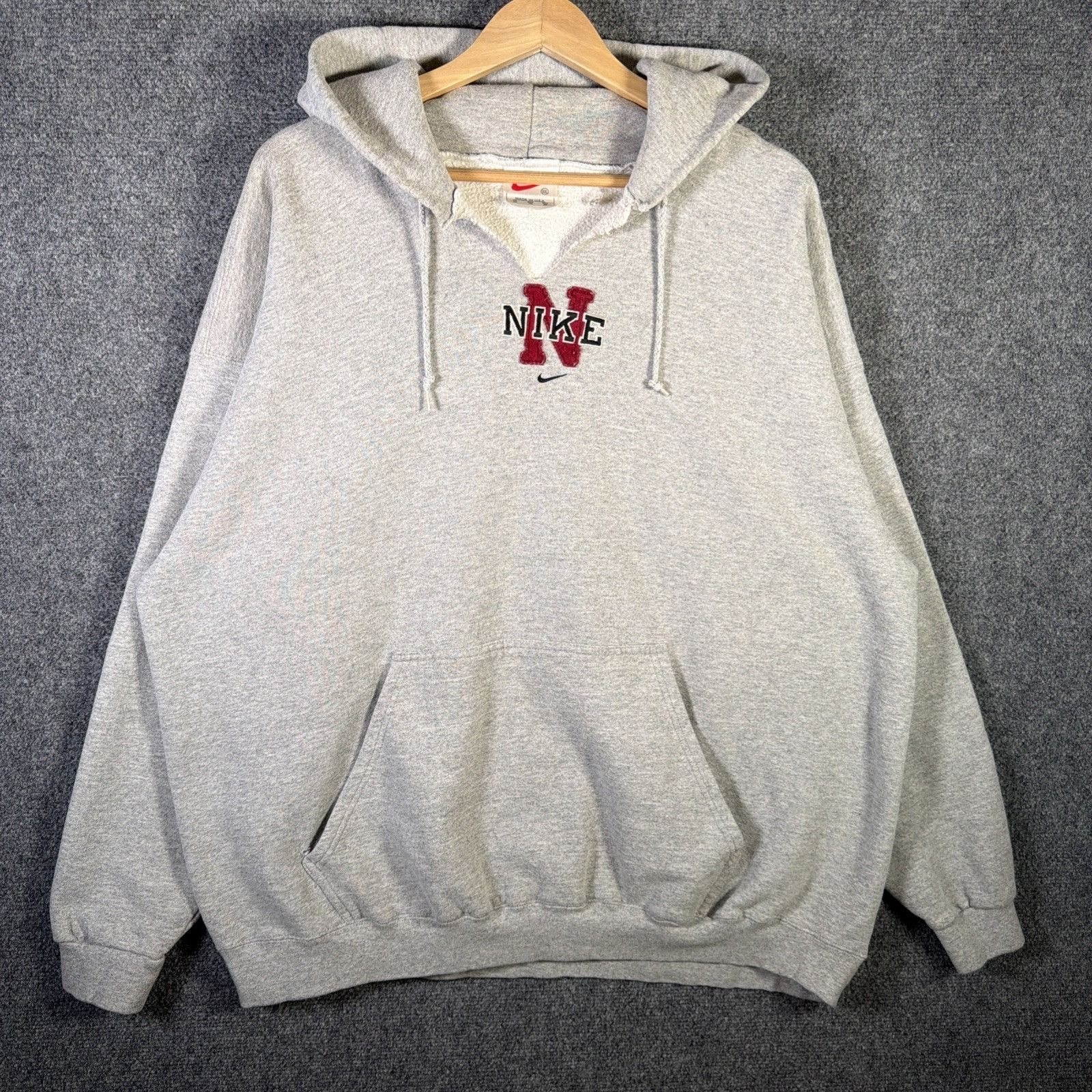Vintage Nike Hoodie Mens 2XL Gray Center Swoosh Skate Faded