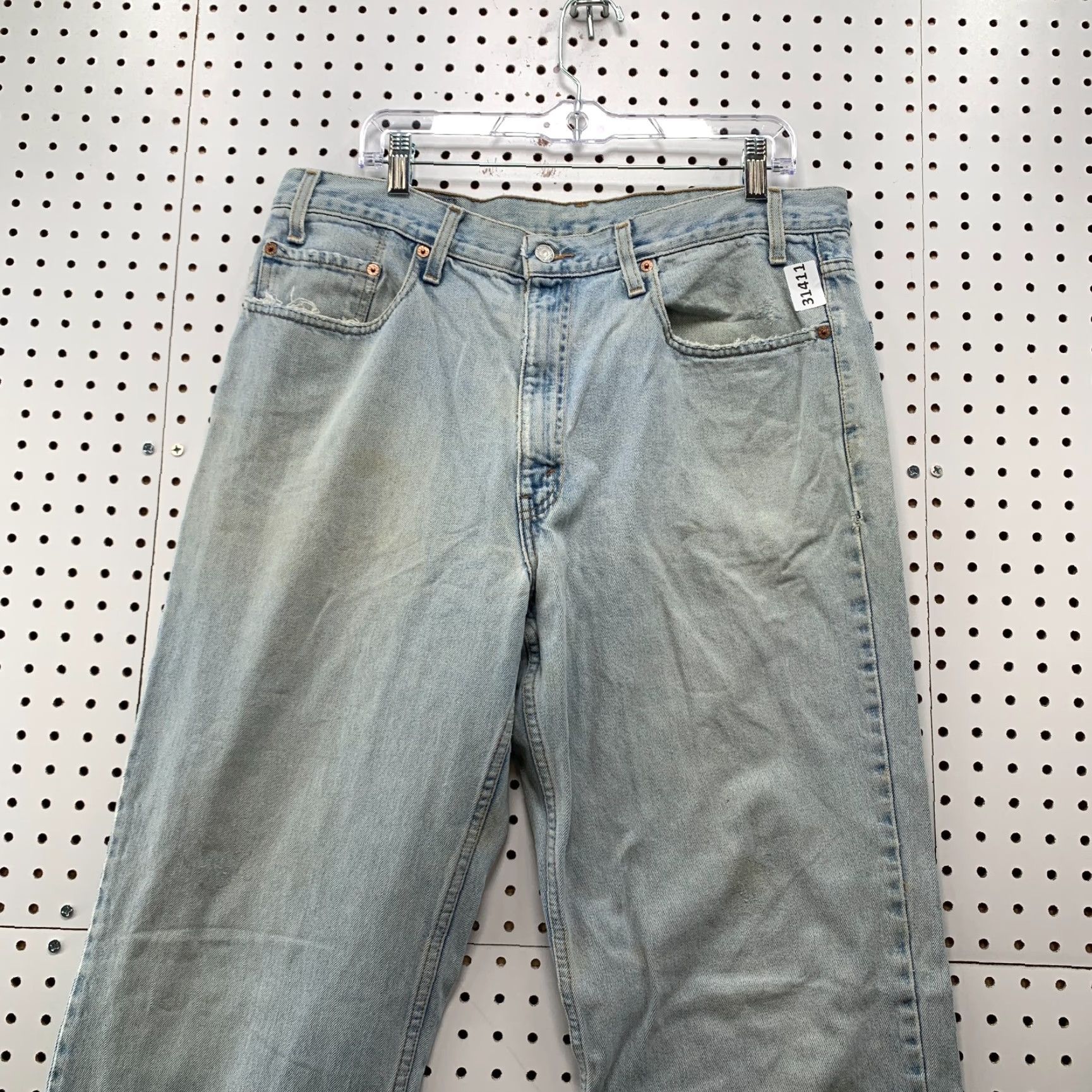 Levi's VINTAGE Levi's 550 Jeans Mens 36x35 Light Wash Distressed Denim 90s Straight Fit Mens Size US 36 / EU 52 - 3 Thumbnail