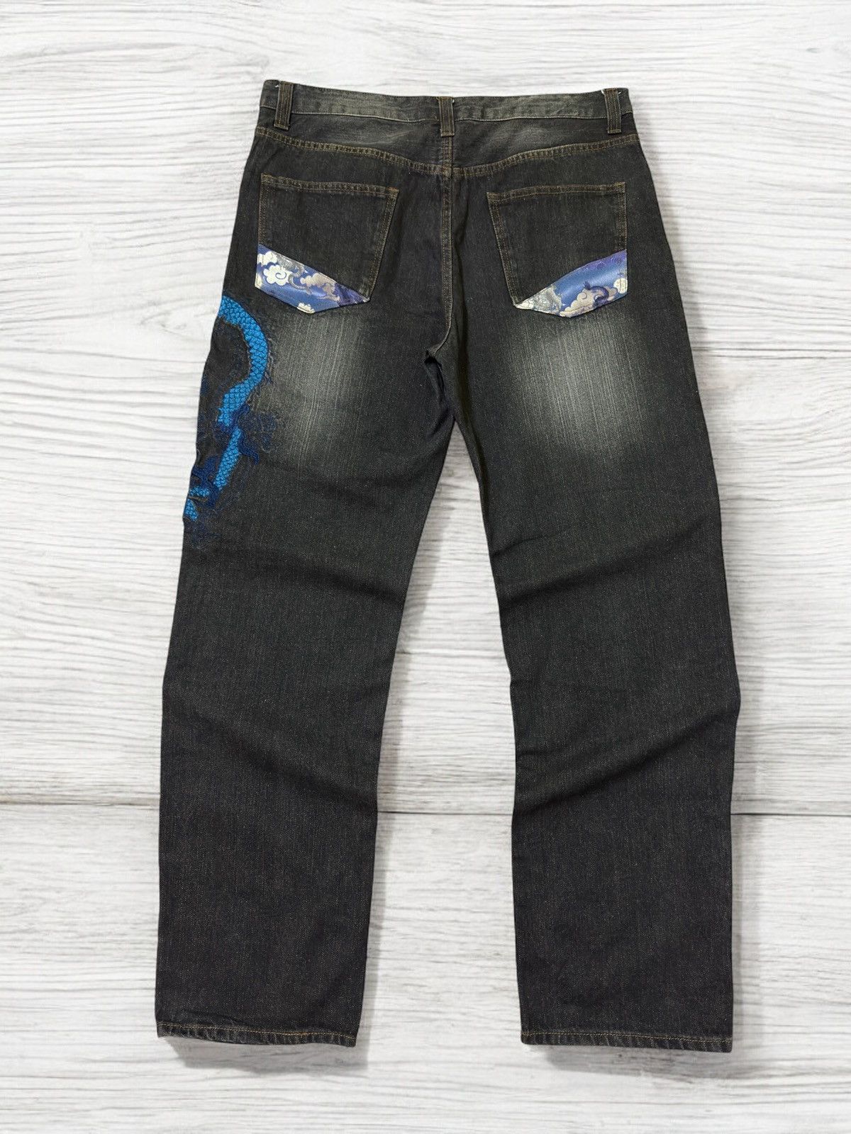 Karakuri Tamashii Karakuri Tamashii Dragon Embroidered Sukajan Denim Jeans Size US 34 / EU 50 - 2 Thumbnail