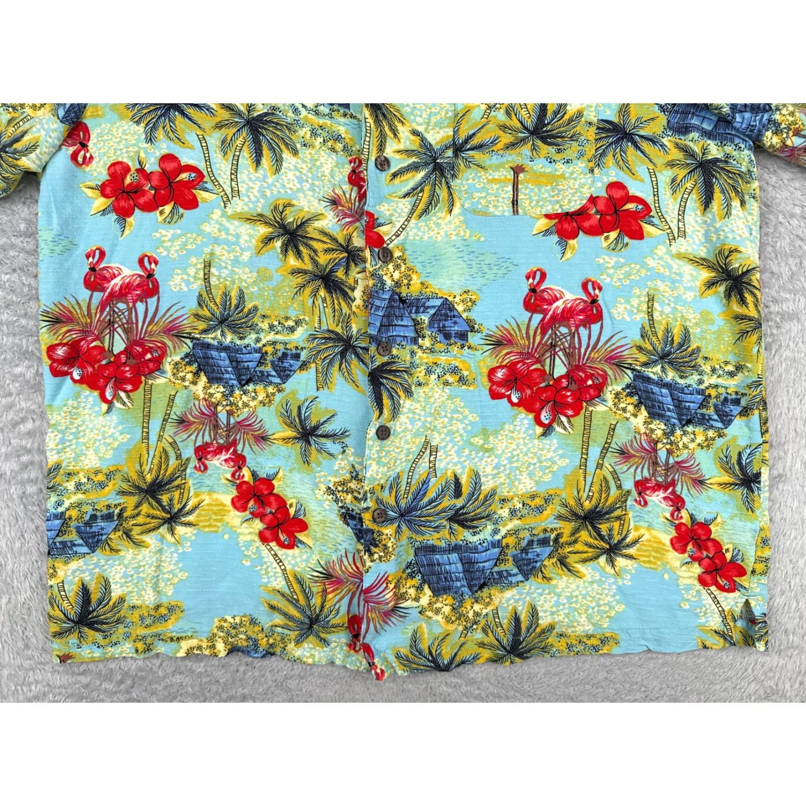 George George Shirt Adult 2XL Blue Floral Hawaiian Button-Up Short Sleeve Mens Casual Party/Cocktail Travel Flower Size US XXL / EU 58 / 5 - 5 Thumbnail