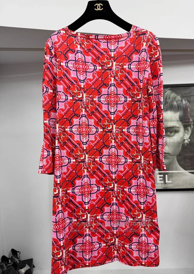 Hermes Hermes Red printed long-sleeve dress Size XXS / US 00 / IT 34 - 1 Thumbnail